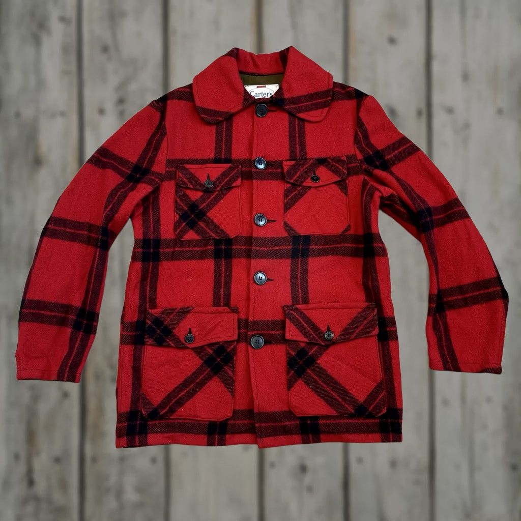 Vintage VINTAGE Carter’s Jacket Men’s Red Wool Hunting Plaid 50s 60s Buffalo Pit to Pit 21x33 Mid-Length Button Casual Workwear Woolrich Woolen Mills Mens Size US XXL / EU 58 / 5 - 1 Thumbnail