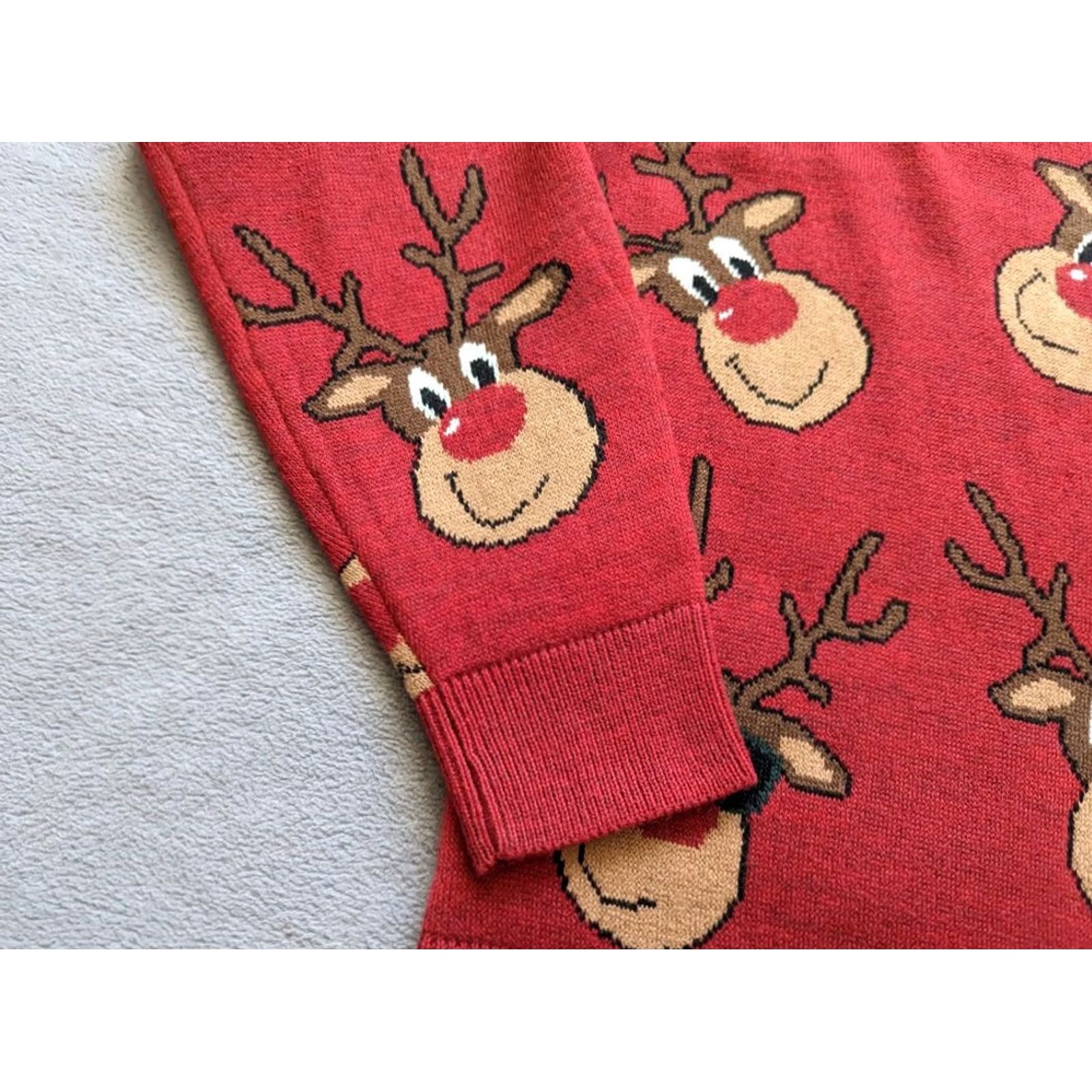 George George Christmas Rudolph Deer Sweater Men L Red Size US L / EU 52-54 / 3 - 4 Thumbnail
