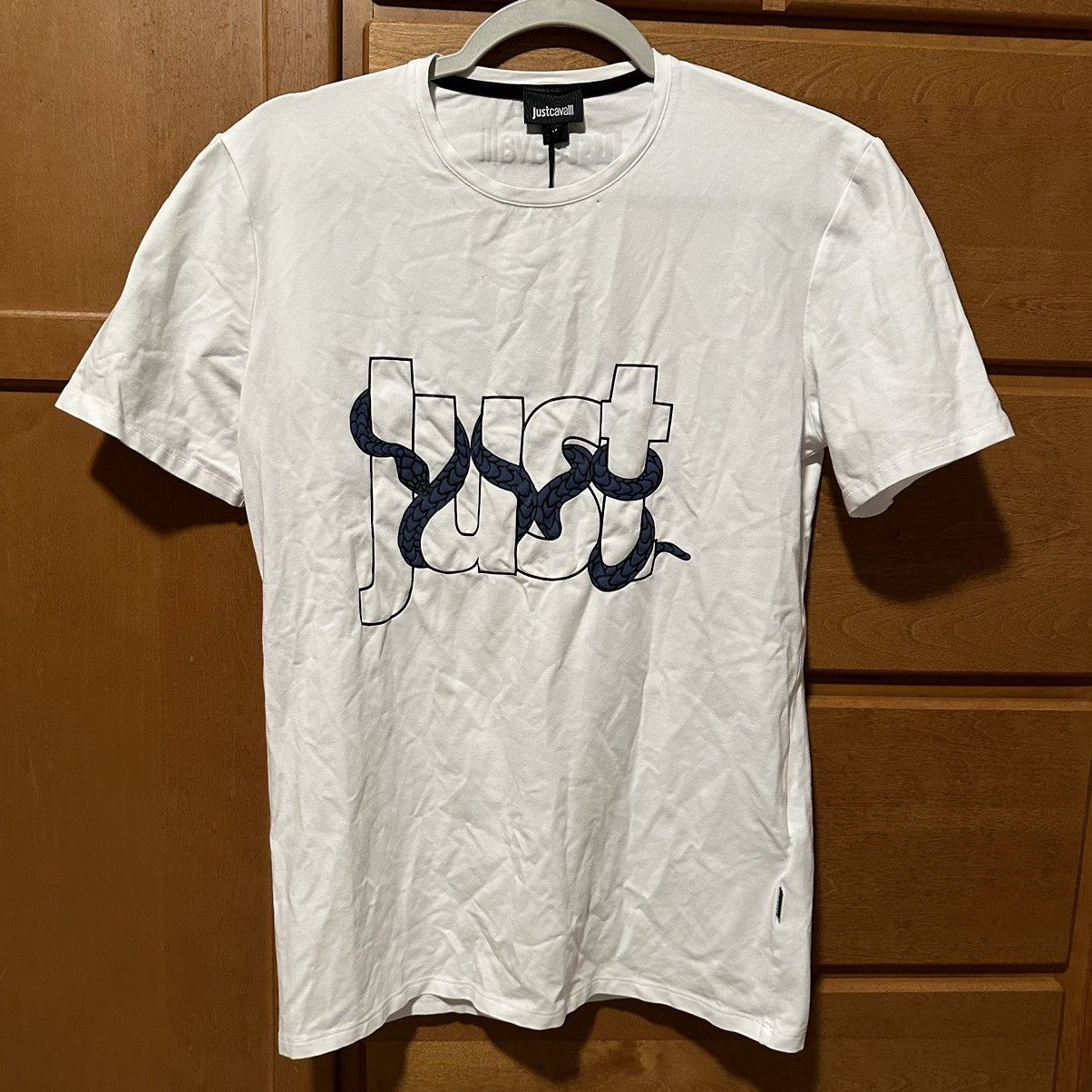 Just Cavalli Just Cavalli Men's White Logo Graphic Print Crewneck T Shirt Size US M / EU 48-50 / 2 - 1 Thumbnail
