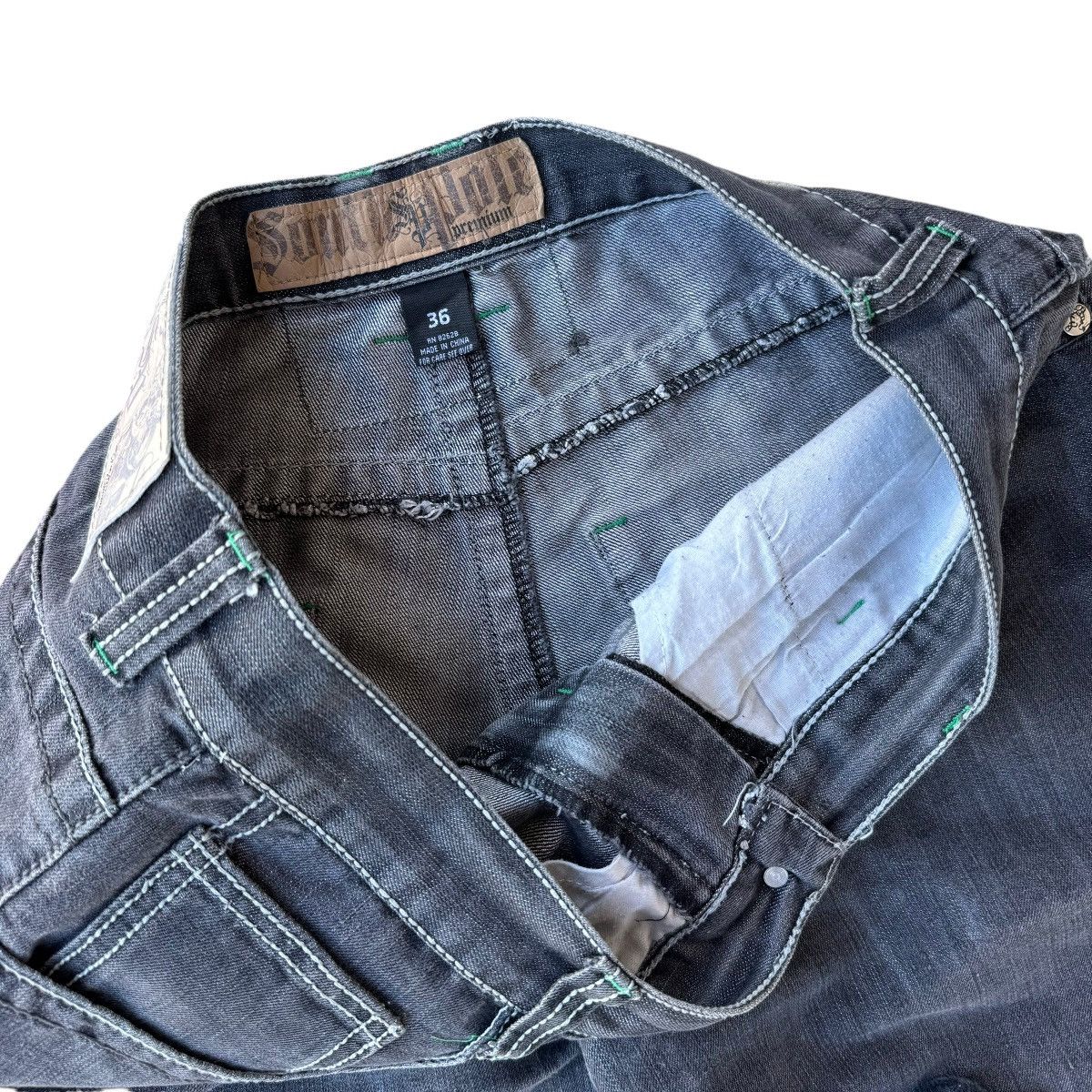 Southpole × Vintage Baggy Southpole Green Stiching Y2K Jorts Loose Shorts Skate Size US 36 / EU 52 - 7 Thumbnail