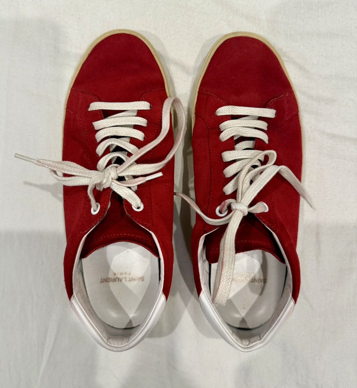 Saint Laurent Paris Saint Laurent Red Suede Low-Top Sneakers – EU 40 Size US 7 / EU 40 - 1 Thumbnail