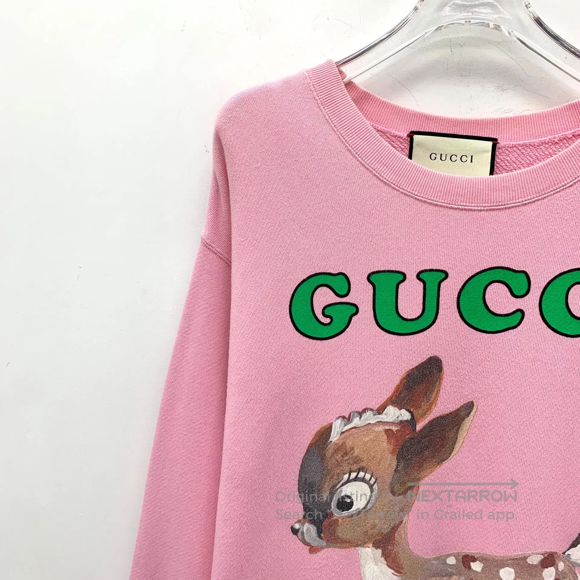 Gucci Guicci Pink Letter Embroidered Cotton Round Neck Long Slee Size S / US 4 / IT 40 - 3 Thumbnail