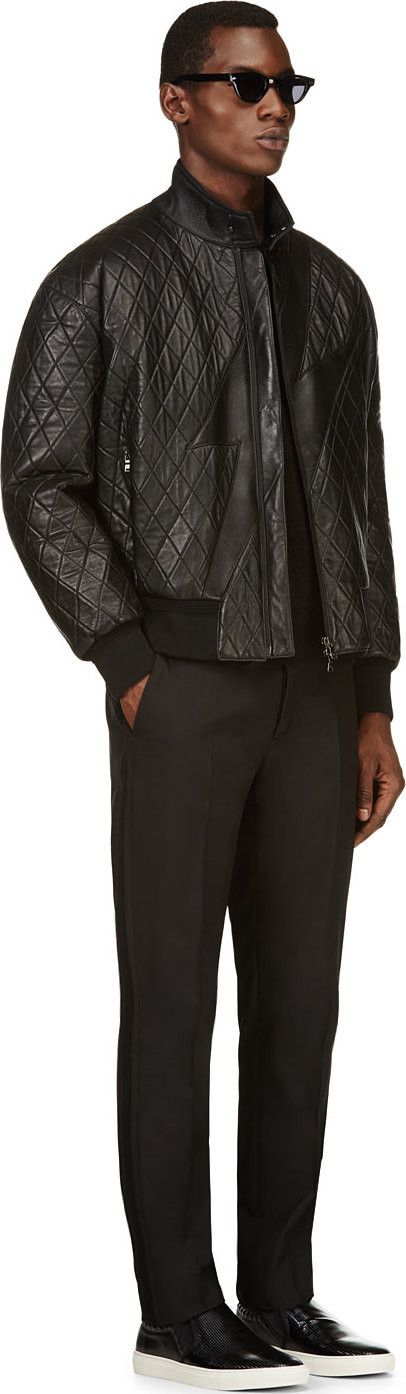 Neil Barrett Black Lightning Quilted Bomber Jacket, XL | Grailed
