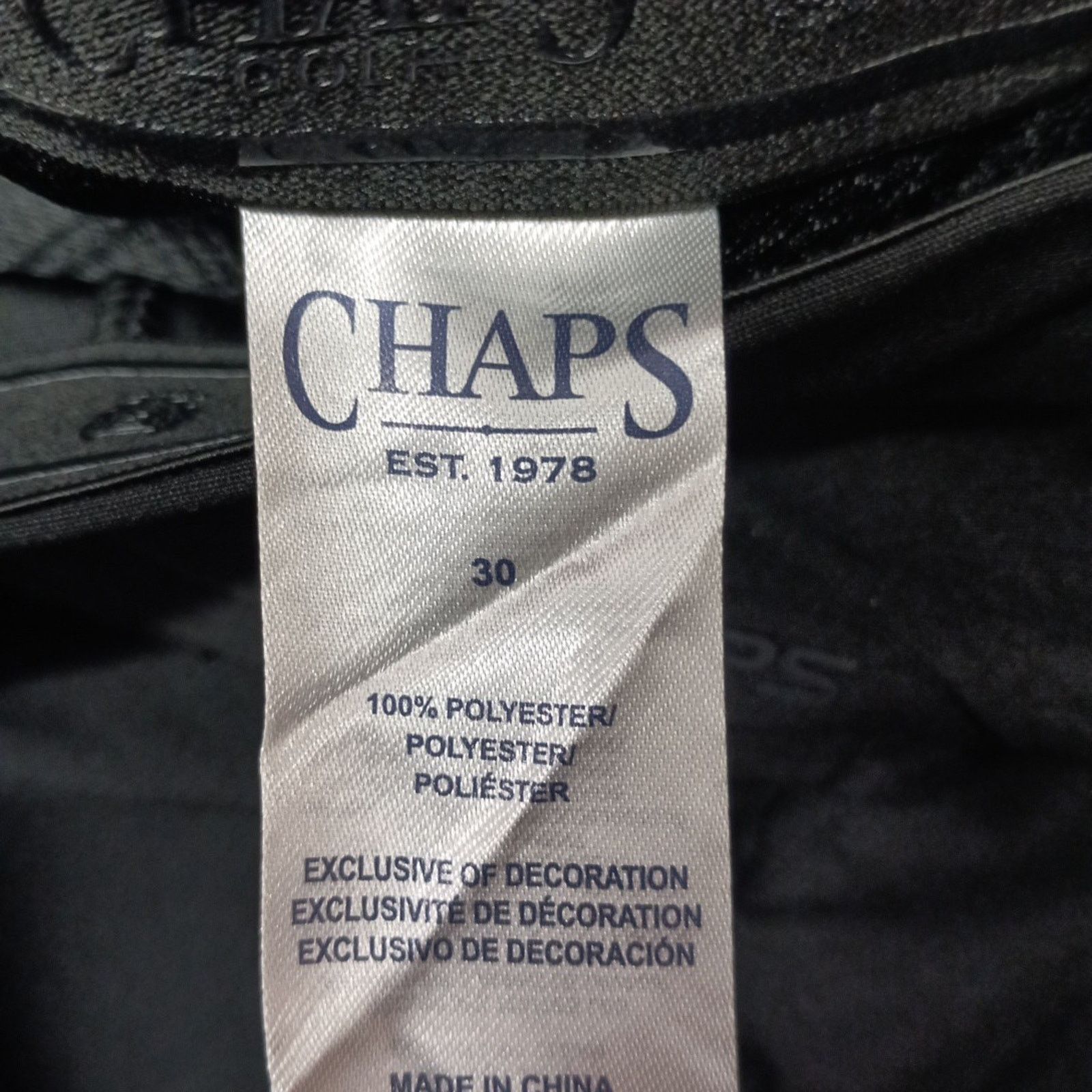 Chaps Chaps Golf Slim Fit Pants Mens 30x30 Black Stretch Waistband Size US 30 / EU 46 - 5 Thumbnail