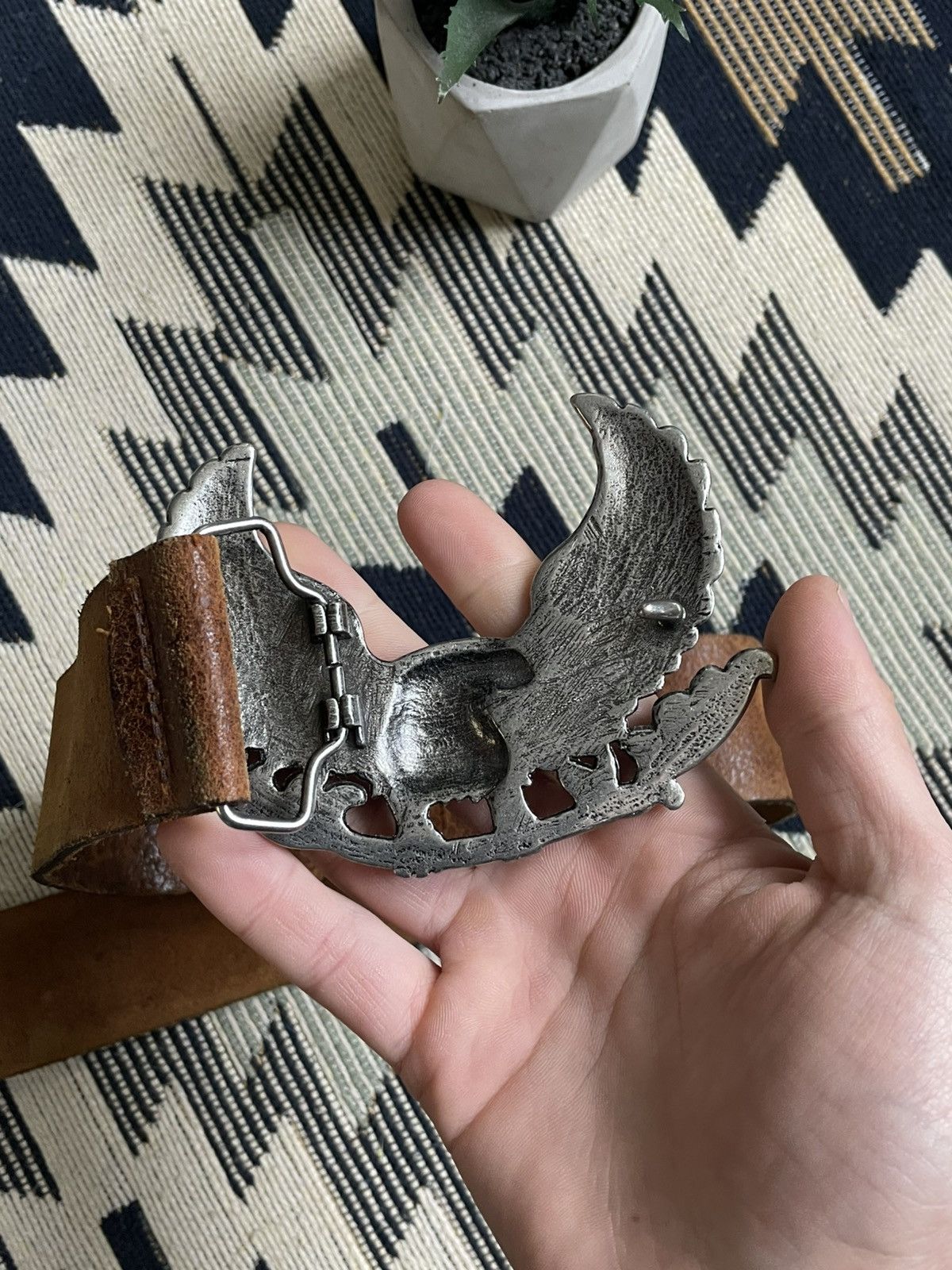 Vintage Vintage Y2K Big Eagle Bunckle Leather Belt Size ONE SIZE - 6 Thumbnail