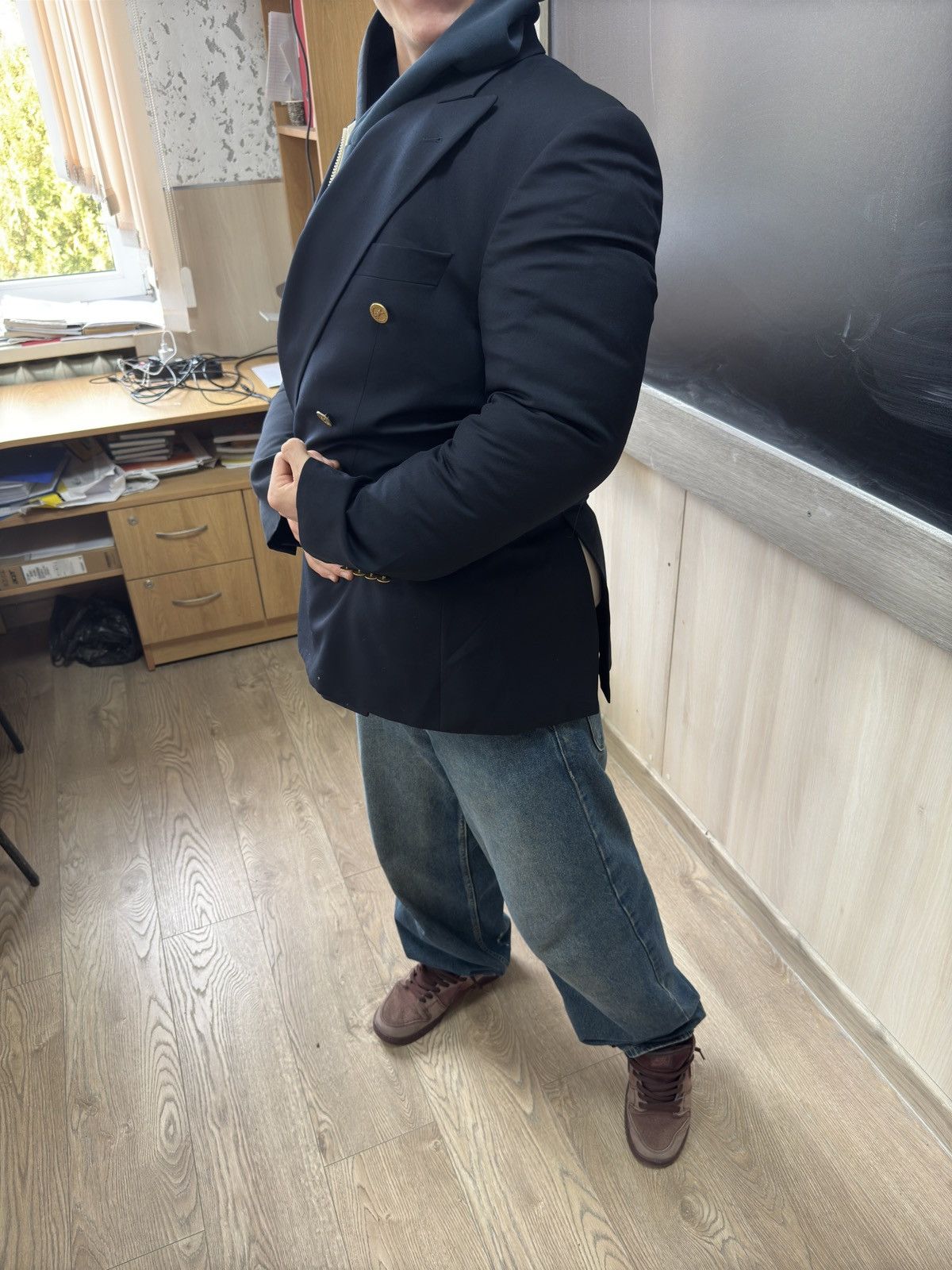 Vintage × Yves Saint Laurent Yves Saint Laurent Double Breasted Metal Buttons Blazer Size 54R - 16 Thumbnail