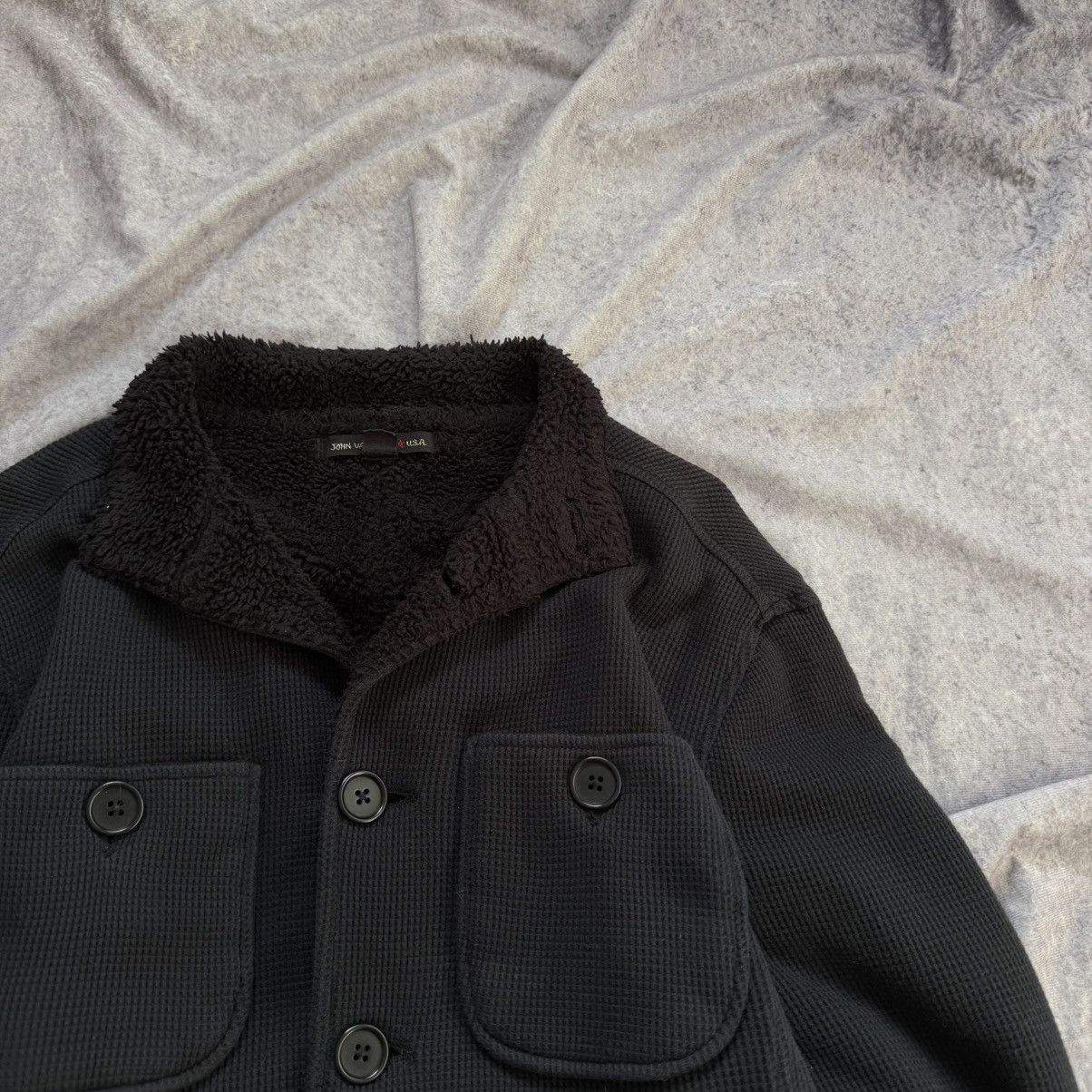 John Varvatos John Varvatos USA Black Waffle Knit Utility Sherpa Jacket Size US S / EU 44-46 / 1 - 5 Thumbnail