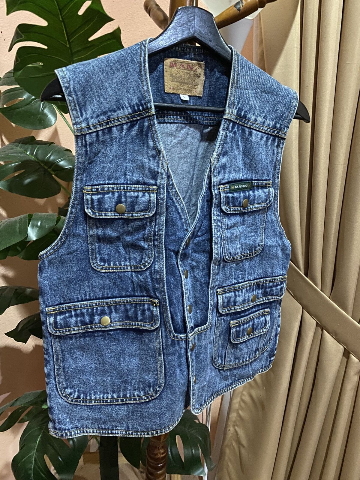 Japanese Brand VINTAGE MANX DENIM UTILITY TACTICAL VEST JACKET Size US M / EU 48-50 / 2 - 3 Thumbnail