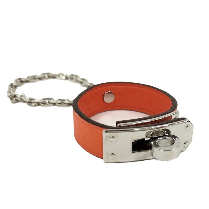 Hermes Hermes Bag Charm Kelly Glove Holder Orange Leather Palladium Size ONE SIZE - 1 Thumbnail