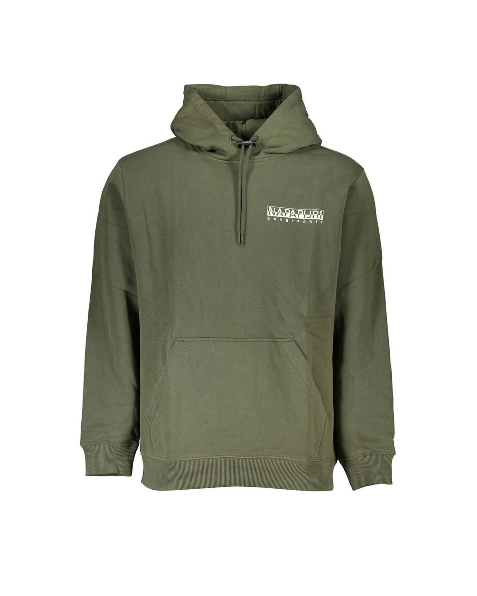 image of Napapijri Hooded Sweatshirt With Logo Print in Green, Men's (Size Small)