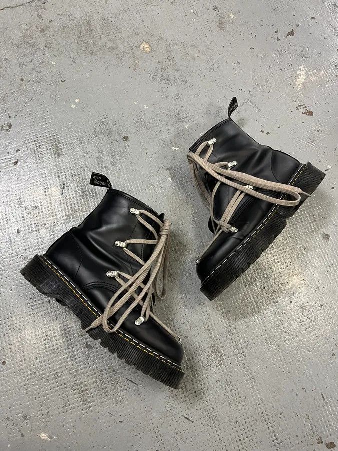 Rick Owens Dr Martens Rick Owens Megalaced Black Leather Combat Boots Size US 9 / EU 42 - 2 Thumbnail