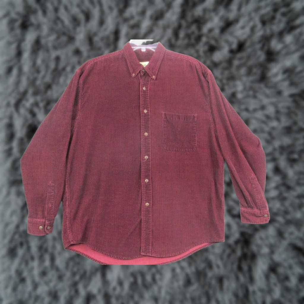 Eddie Bauer VINTAGE Eddie Bauer Shirt Mens L Red Corduroy Check Button-Down Casual 90s Mens Size US L / EU 52-54 / 3 - 1 Thumbnail