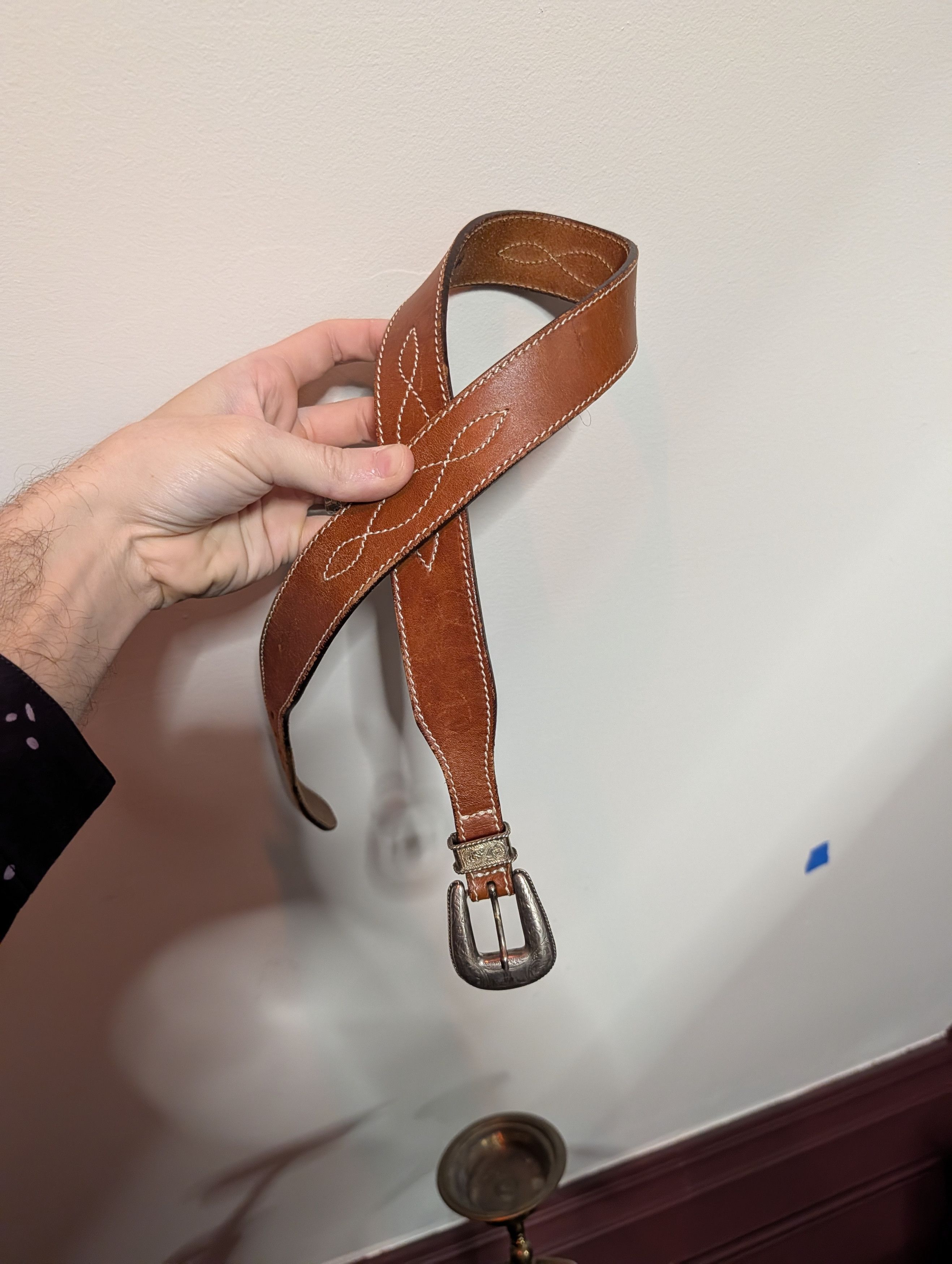 Charter Club JANE JUSTIN vtg Italian western embellished leather belt Size ONE SIZE - 1 Thumbnail