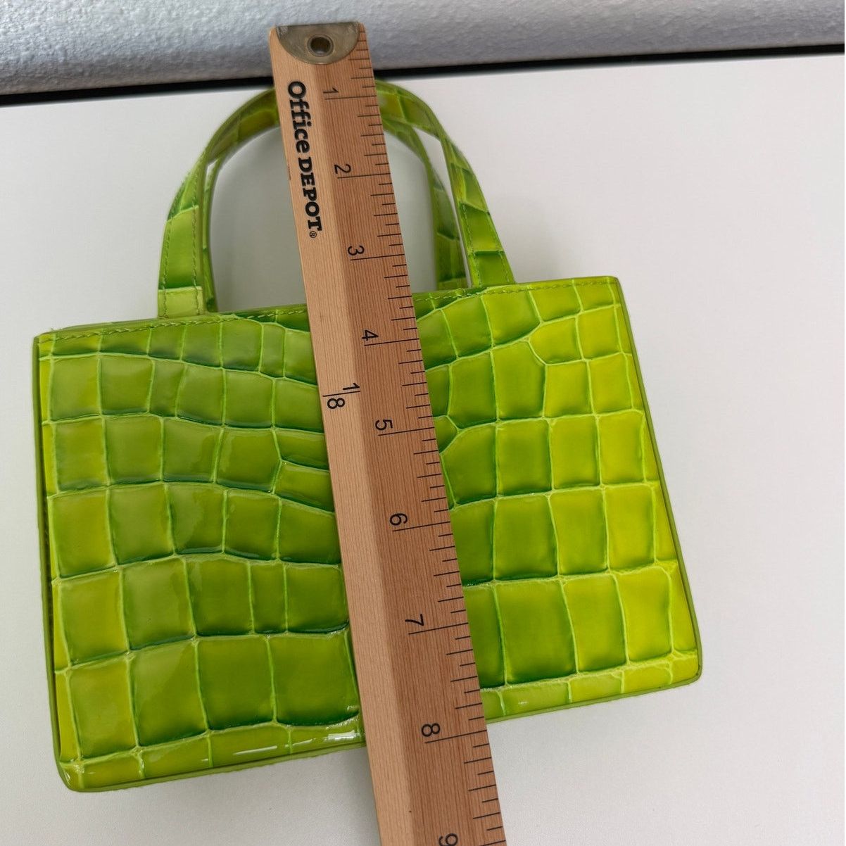 Amina Muaddi EUC Amina Muaddi Mini Croc Embossed Lime Green Bag Size ONE SIZE - 16 Thumbnail