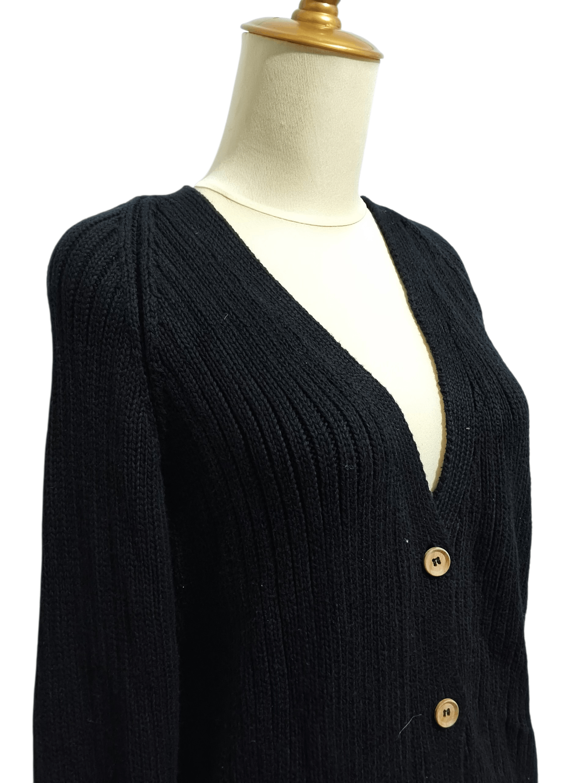 Emerson Fry 🔥Emerson Fry Low V Neck Black Organic Cardigan Size M / US 6-8 / IT 42-44 - 4 Thumbnail