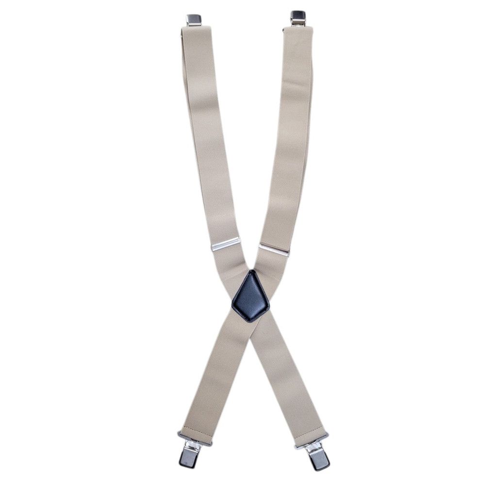 Other Men's Solid Tan/Beige Color X-Back Steel Clip Suspenders Size ONE SIZE - 2 Thumbnail