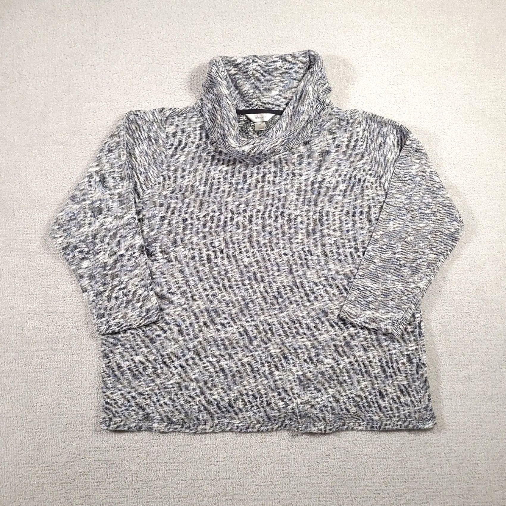 Vintage CJ Banks Sweater Size 2X Blue Black White Cowl Neck Size XXL / US 16-18 / IT 52-54 - 2 Thumbnail