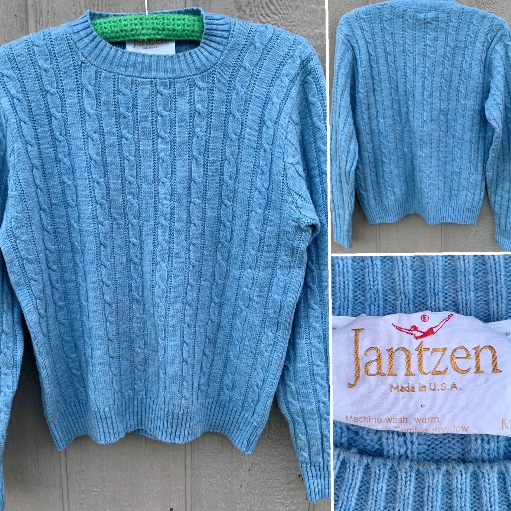 Jantzen Vintage Jantzen Made in USA Light Blue Cable Knit Sweater Size M User: Vintage Jantzen Made in USA Light Blue Cable Knit Sweater Size M Size M / US 6-8 / IT 42-44 - 2 Thumbnail