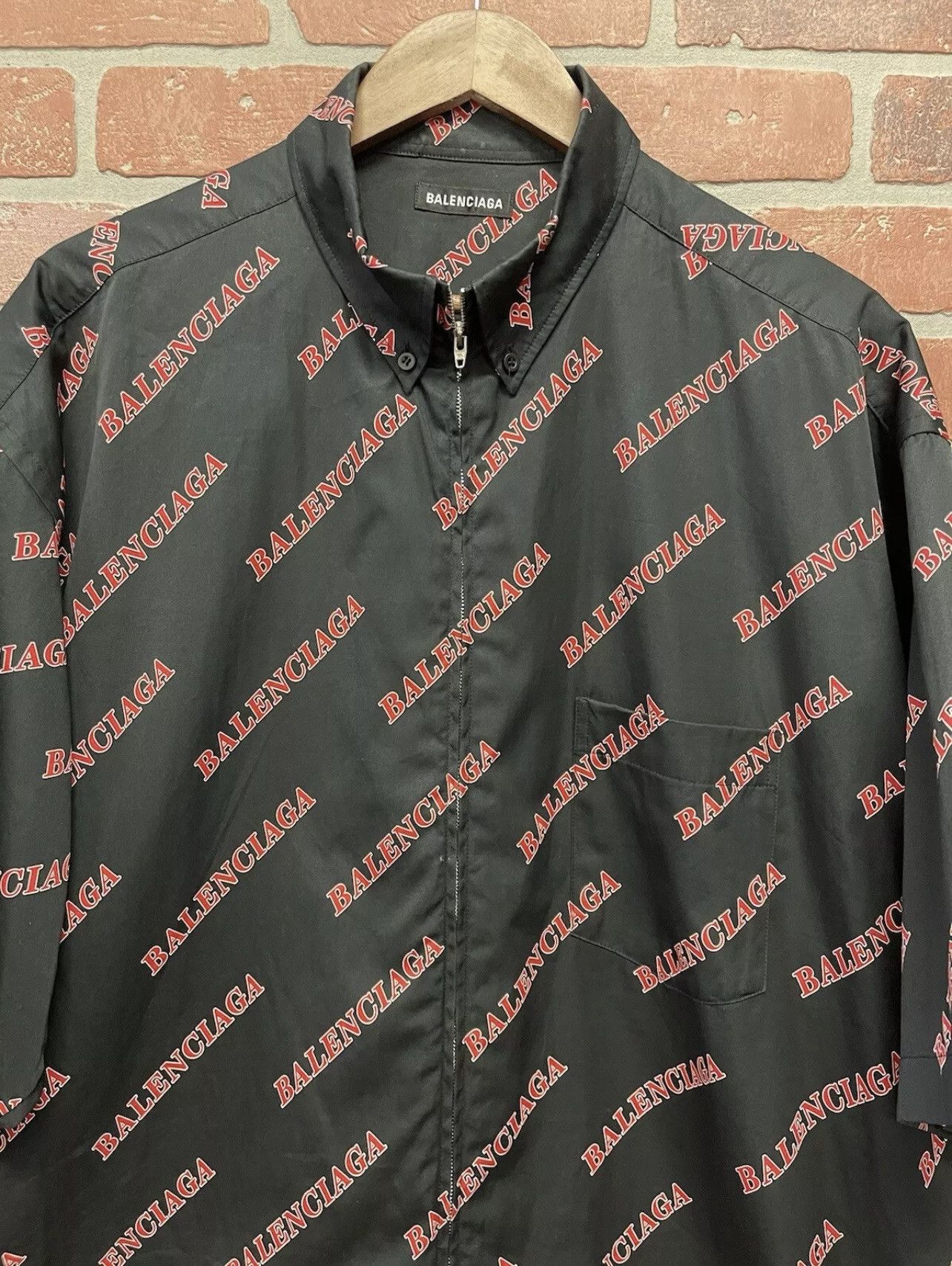 Balenciaga Size L - Balenciaga Black & Red Sporty Allover Logo Oversize Size US L / EU 52-54 / 3 - 4 Thumbnail