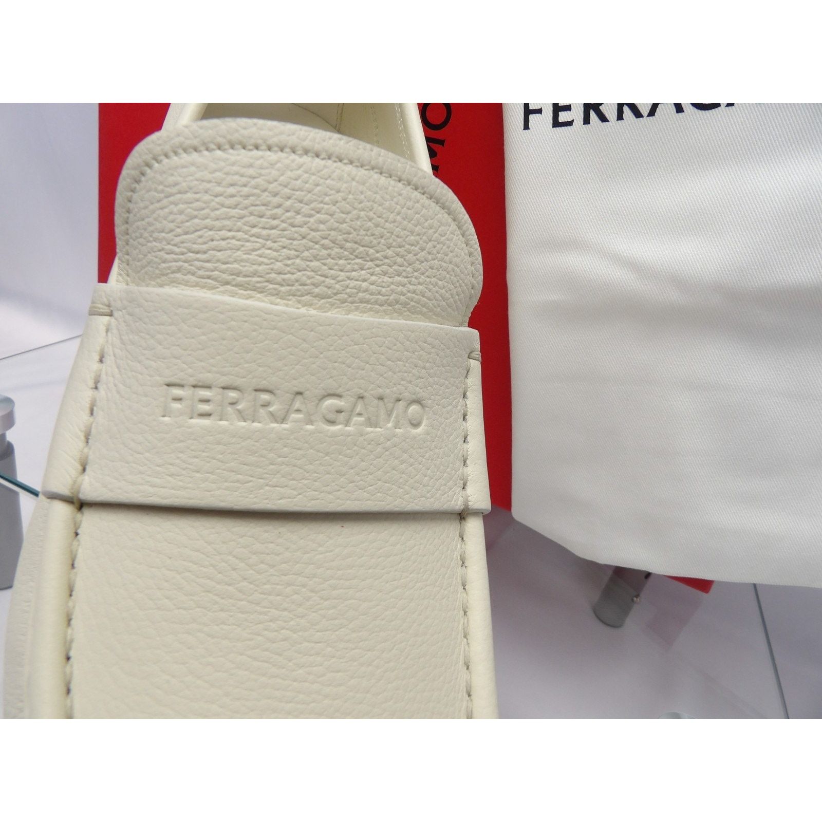 Salvatore Ferragamo FERRAGAMO DUPONT WHITE LEATHER LOGO PENNY LOAFERS 12 EE ITAL Size US 13 / EU 46 - 3 Thumbnail