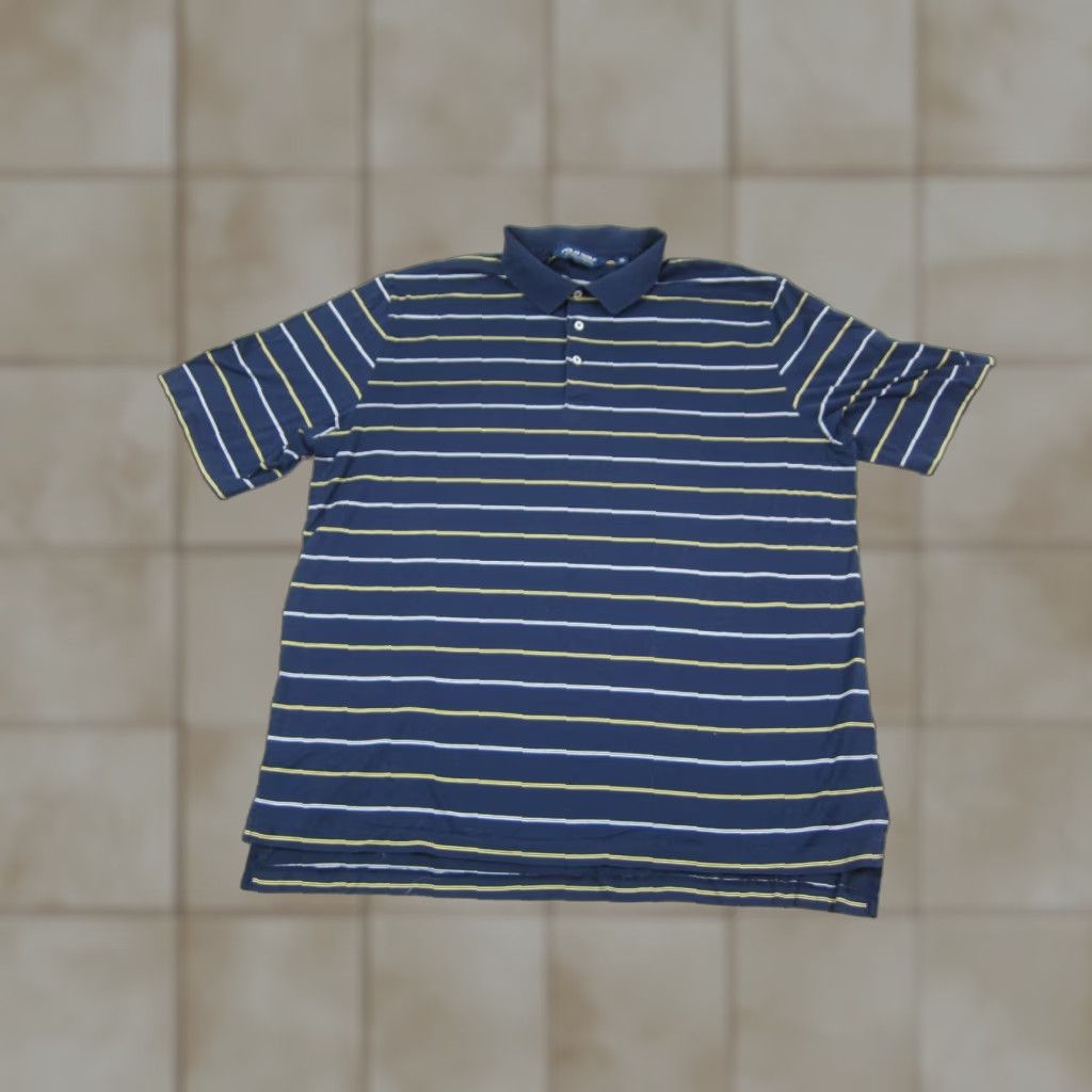Ralph Lauren Polo Ralph Lauren Polo Shirt XL Blue Striped 80s 90s Golf Rugby Men Shirt Logo SS Spread Collar Vintage? Size US XL / EU 56 / 4 - 1 Thumbnail