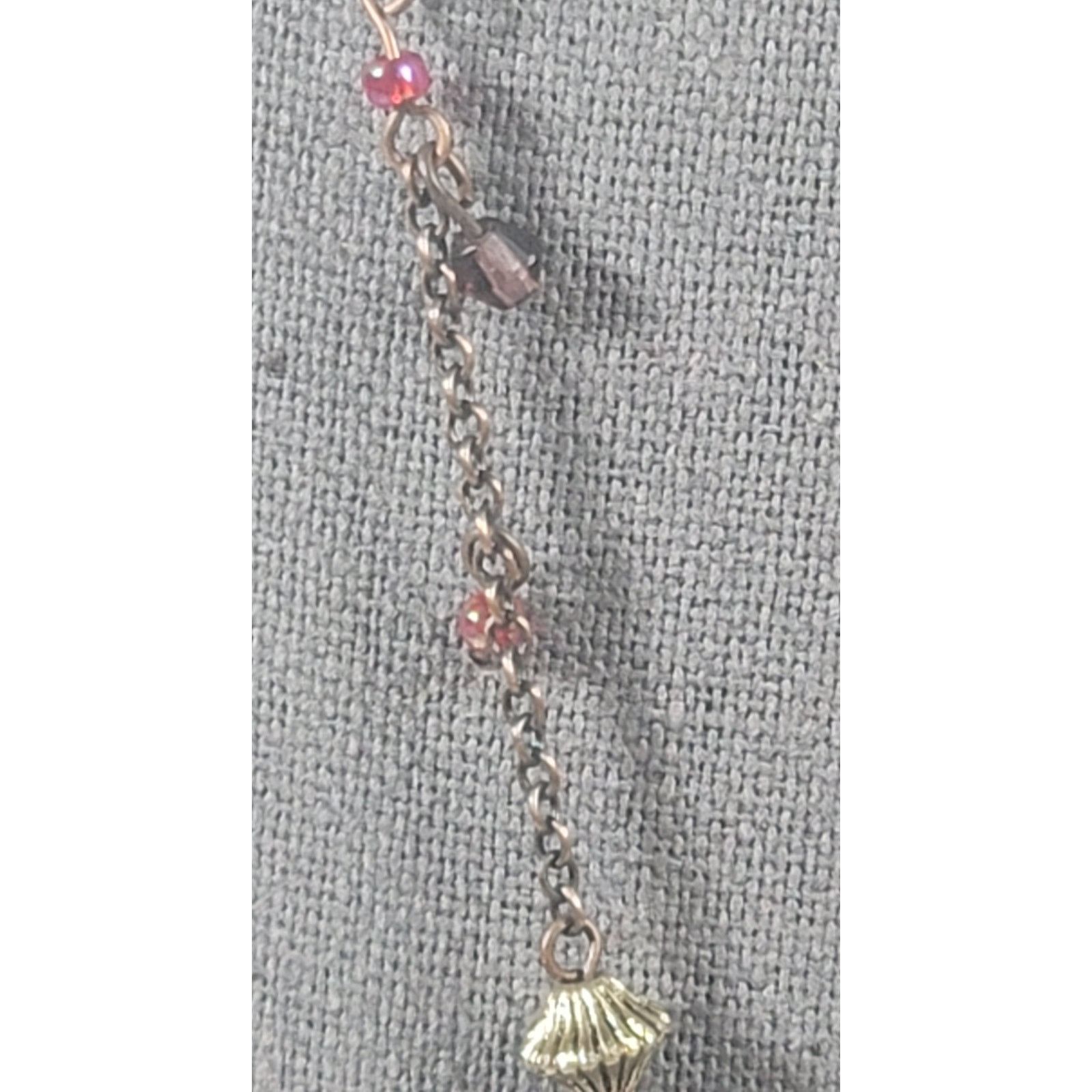 Other Bronze Purple Flower Pendant 13" Necklace Lightweight Size ONE SIZE - 7 Thumbnail