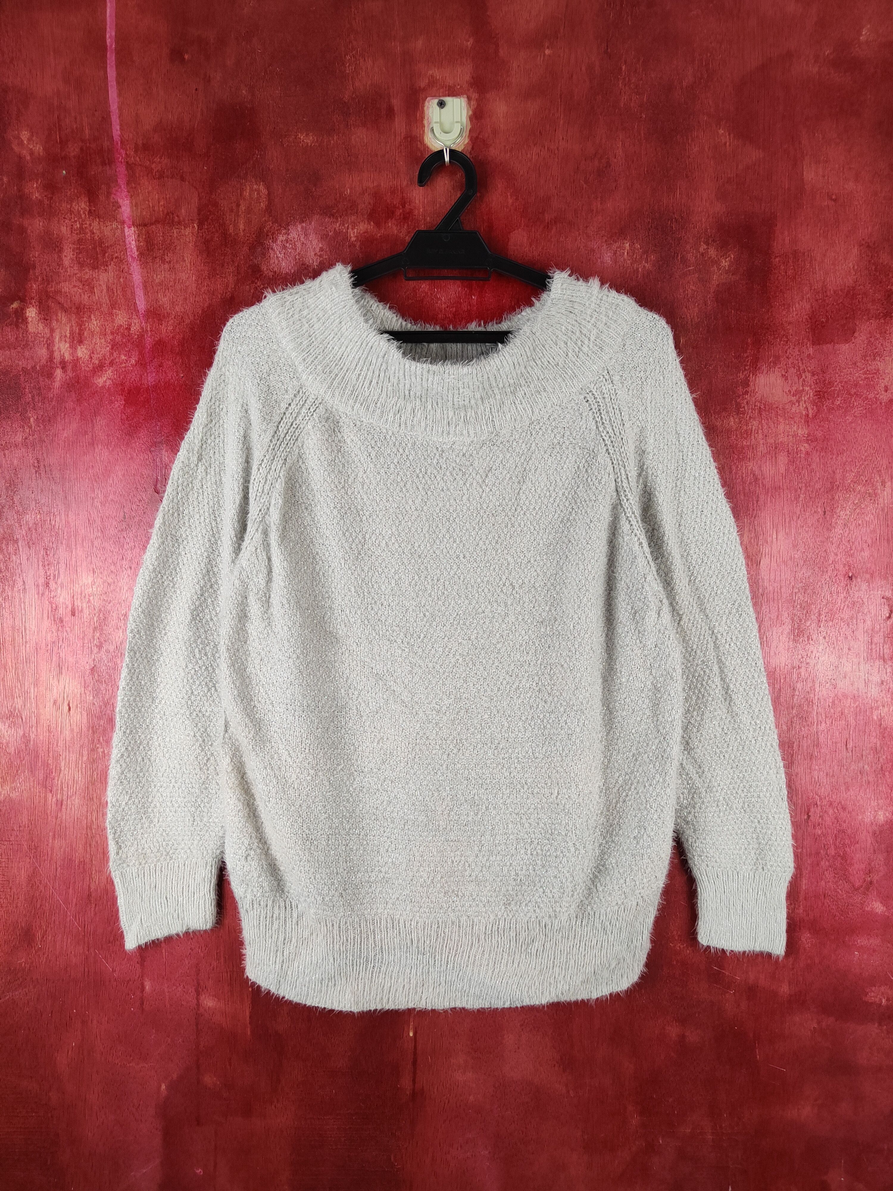 image of Homespun Knitwear x Vintage Gray Shag Shaggy Fur Mohair Knitwear S2188 in Grey, Women's (Size Mediu