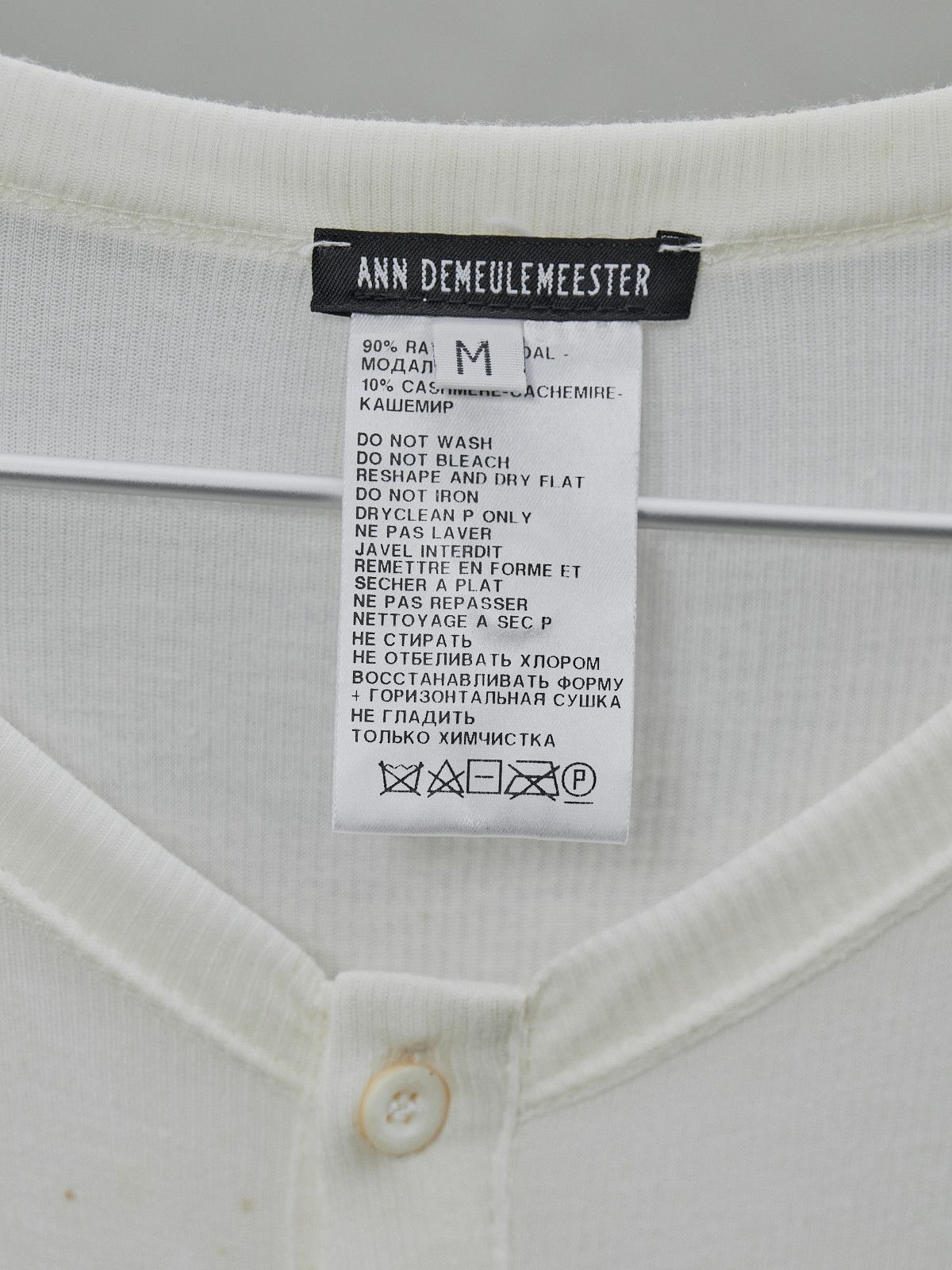 Ann Demeulemeester Ann Demeulemeester White Long Ribbed Henley Size M / US 6-8 / IT 42-44 - 3 Thumbnail