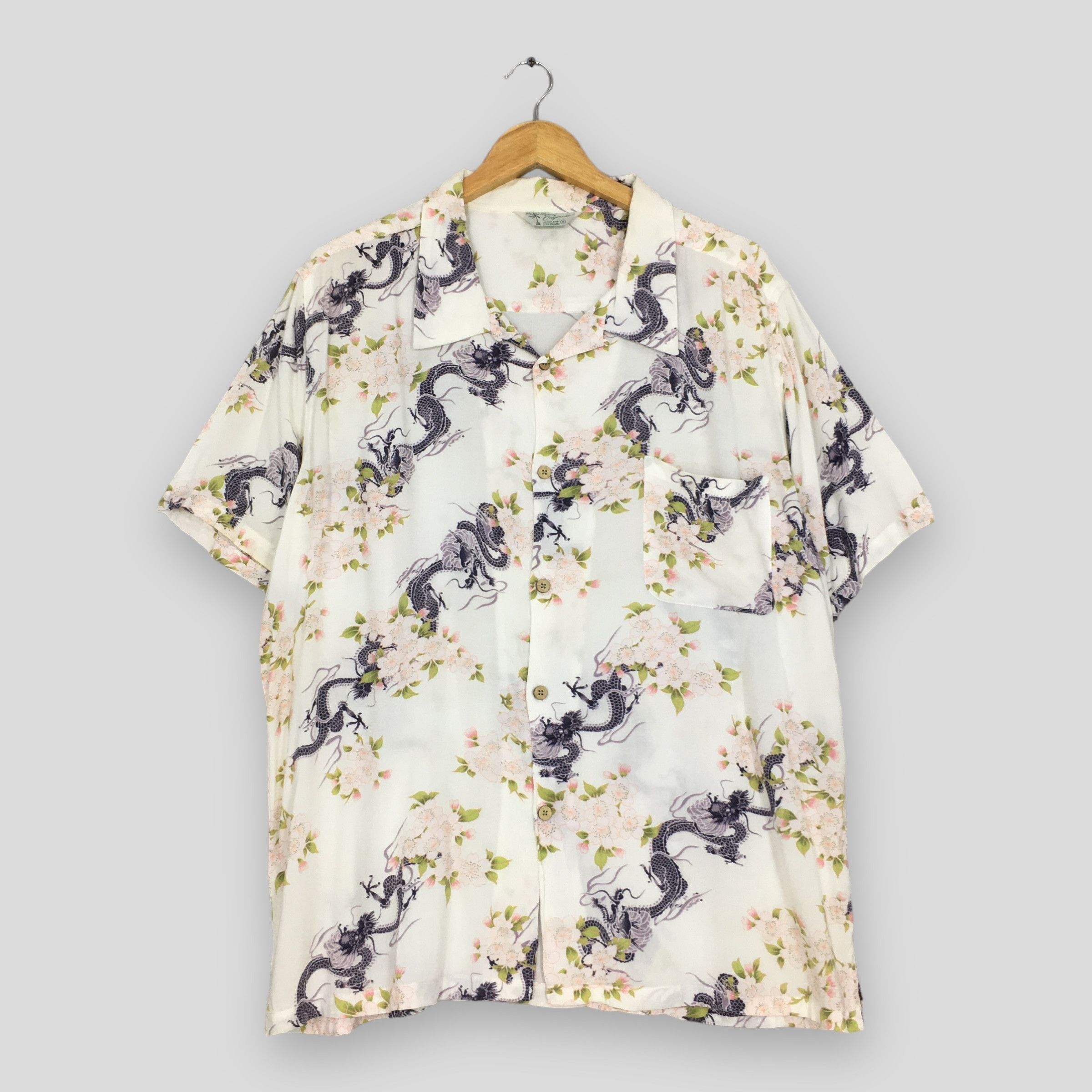 Japanese Brand × Vintage Vintage 1990s Hawaiian Japanese Dragon Rayon Shirt XLarge Size US XL / EU 56 / 4 - 1 Thumbnail