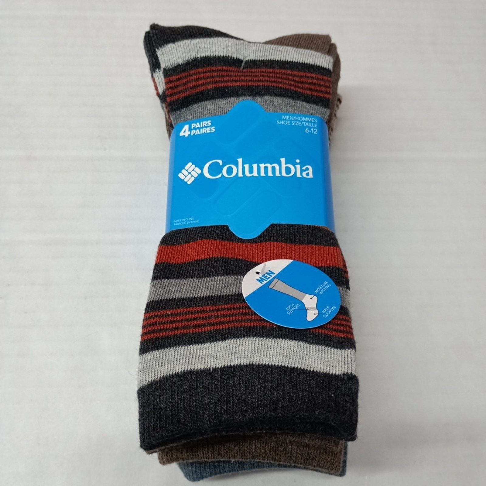 Columbia Columbia Men Crew Socks Sizes 6-12 4 Pack Multi Arch Support Size ONE SIZE - 1 Thumbnail