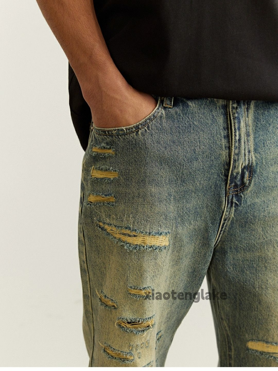 Jean × Vintage washed faded rusty damaged ripped baggy yuppie jeans Size US 32 / EU 48 - 8 Thumbnail