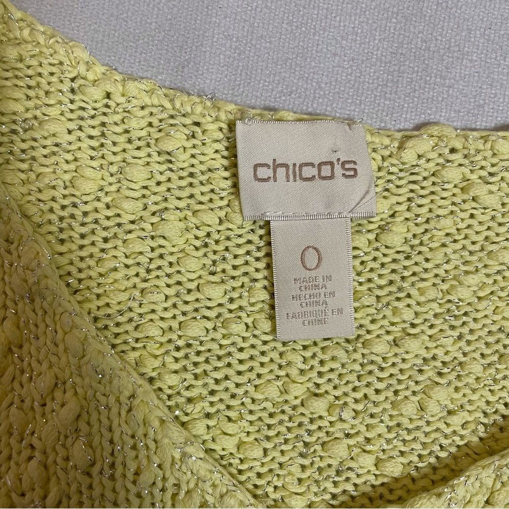 Chicos Chico's Asymmetrical Hem Abby Pullover Yellow Cotton Sweate Size S / US 4 / IT 40 - 5 Thumbnail