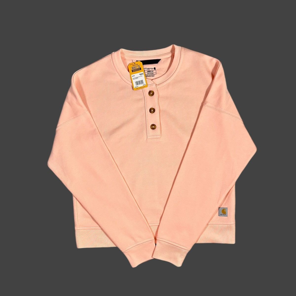 Carhartt Carhartt Women’s Loosefit Peach Henley Sweatshirt Sz S (4-6) Size S / US 4 / IT 40 - 6 Thumbnail