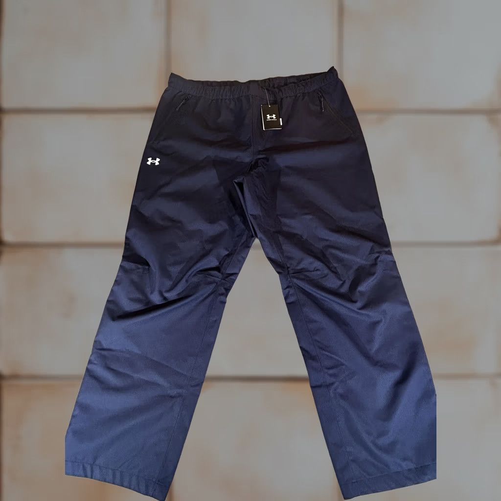 Under Armour Under Armour Stormproof Lined Rain Pants Mens 2XL Blue Waterproof Windproof Pockets Taped Seams Rain Pants Size US 39 - 1 Thumbnail