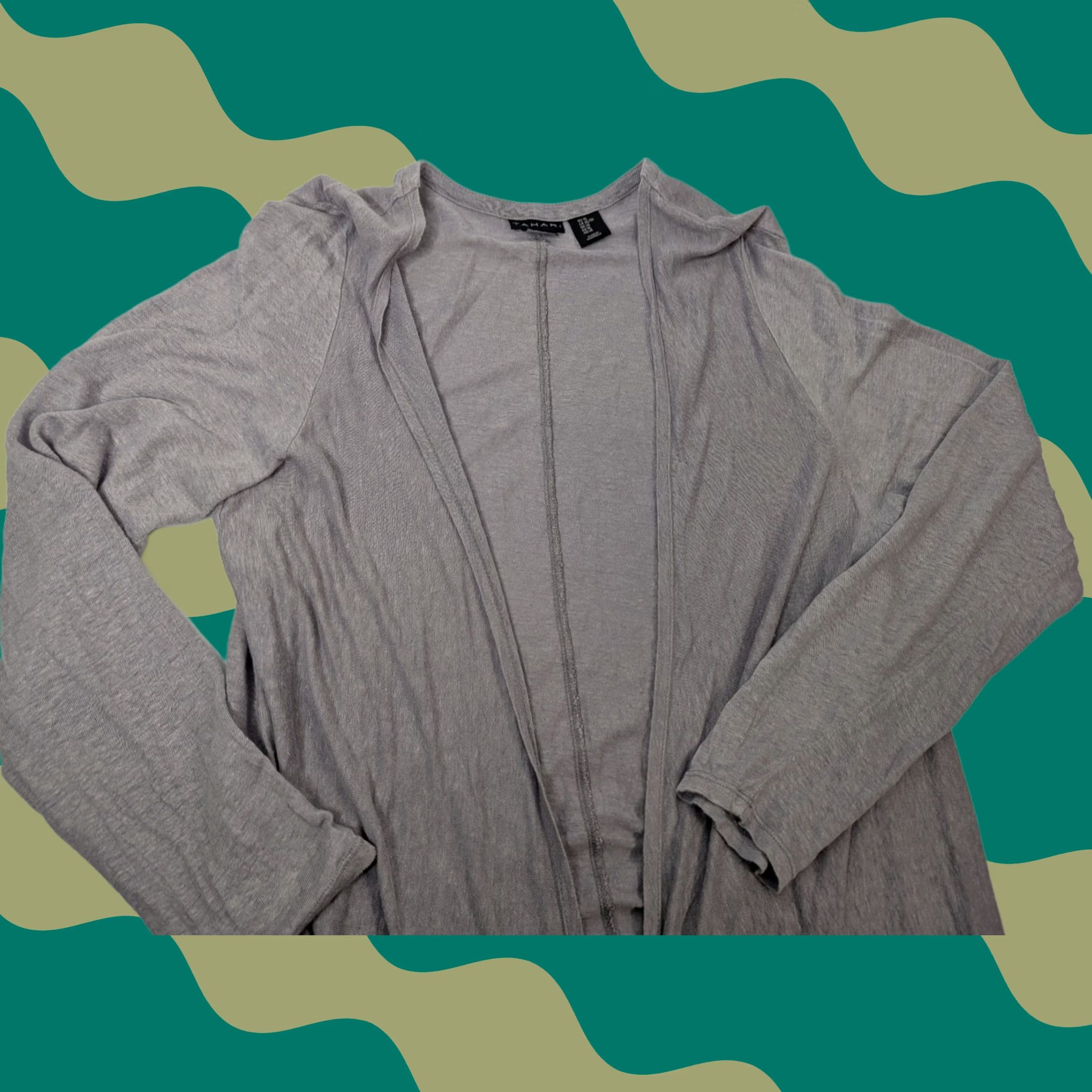 Vintage Tahari Cardigan XL Linen Purple Open Knit Boho Beach Lagenlook Women Shirt 100% Linen Woolfree Size XL / US 12-14 / IT 48-50 - 1 Thumbnail