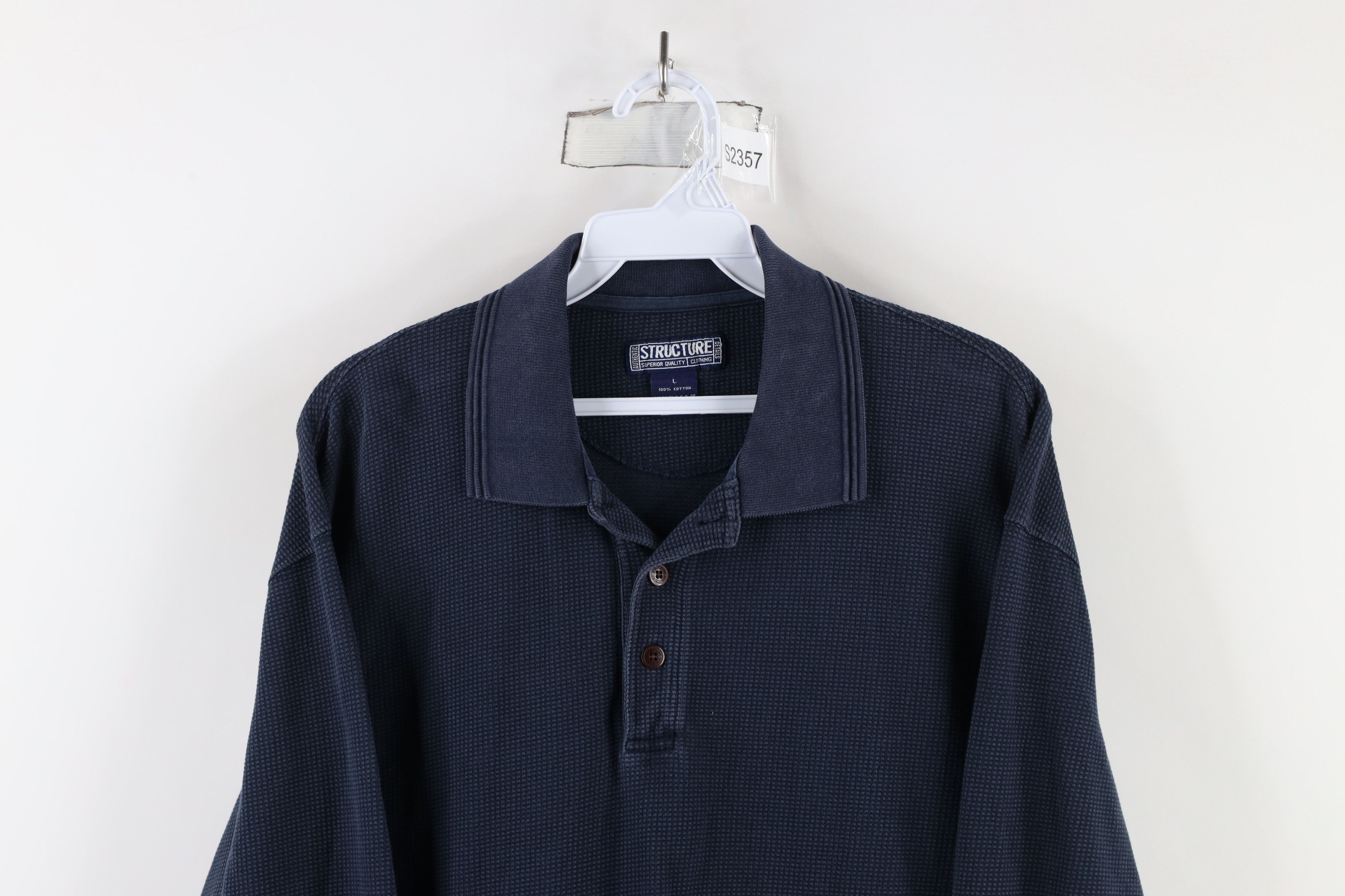Vintage Vintage 90s Streetwear Waffle Knit Long Sleeve Polo USA Size US L / EU 52-54 / 3 - 2 Thumbnail