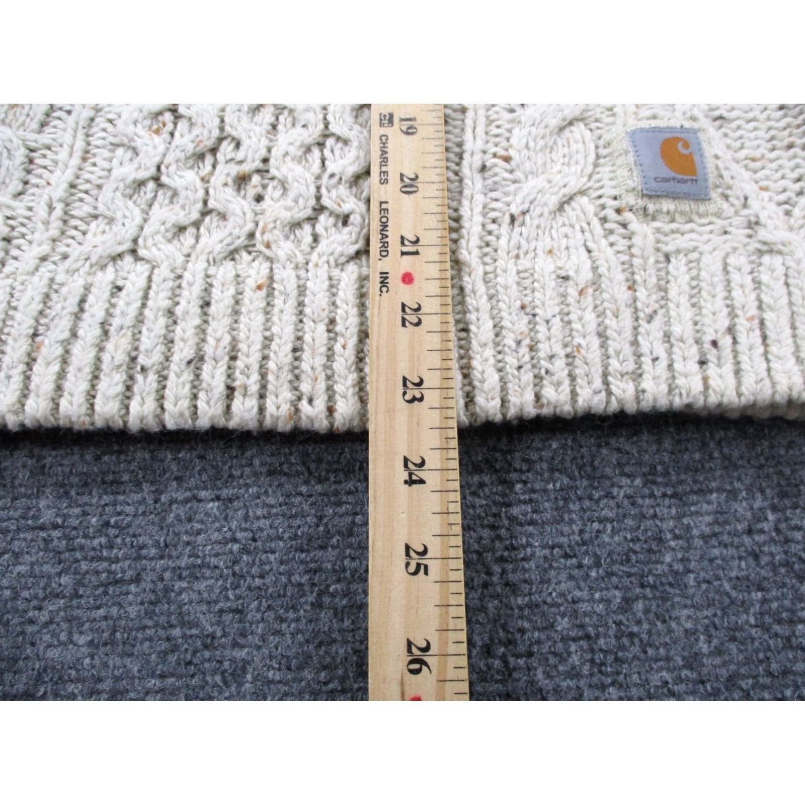 Carhartt Carhartt Sweater Womens S Wool Blend Cable Knit Elbow Patches Fisherman Beach Beige Crew Neck Pullover Sweater Womens Size S Size S / US 4 / IT 40 - 4 Thumbnail