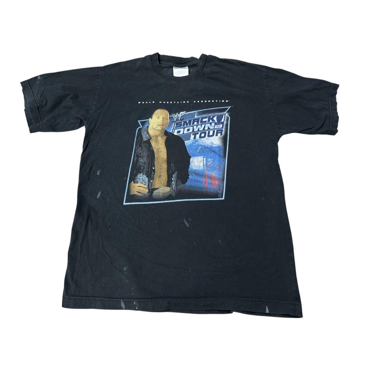 WWF Vintage 00s WWF The Rock Asia Tour T Shirt Paint Splatter Size US M / EU 48-50 / 2 - 1 Thumbnail