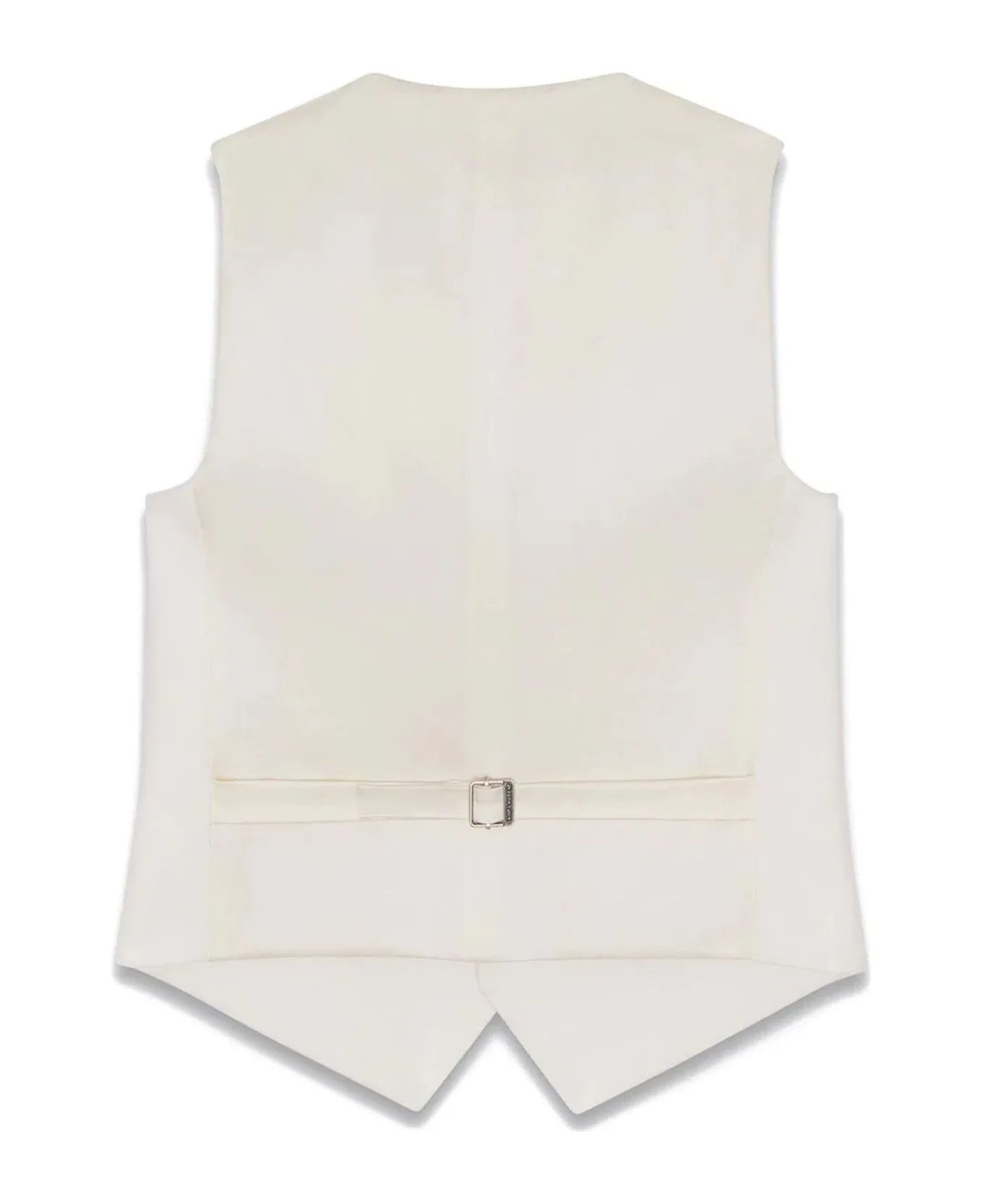 Saint Laurent Paris o1b1hav110425 Women’s Vest in Grain De Poudre in Off White Size S / US 4 / IT 40 - 2 Thumbnail