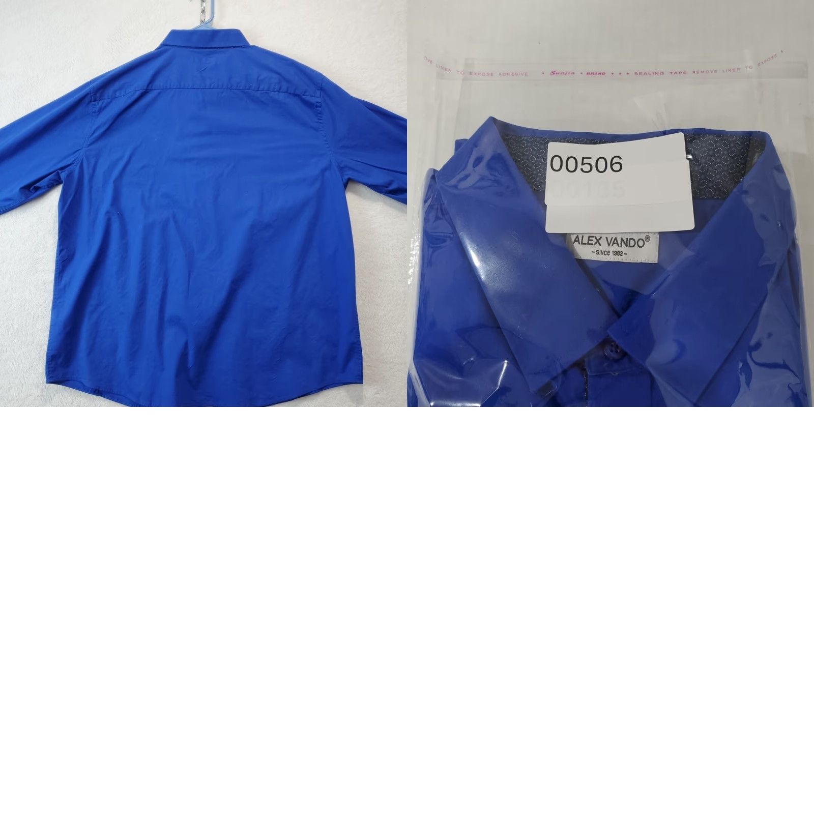 Vintage Alex Vando Shirt Mens Blue Button-Up Dress Oxford Casual Workwear 2XL Regular Size 48R - 9 Thumbnail