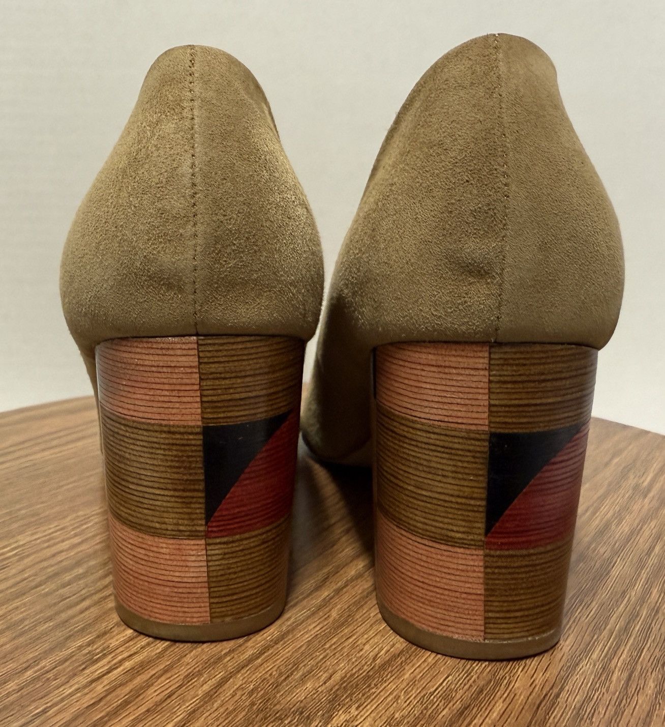 Anthropologie Anthropologie Suede Camel Pointed Checkerbox Wood Block Heel Size US 11 / IT 41 - 3 Thumbnail