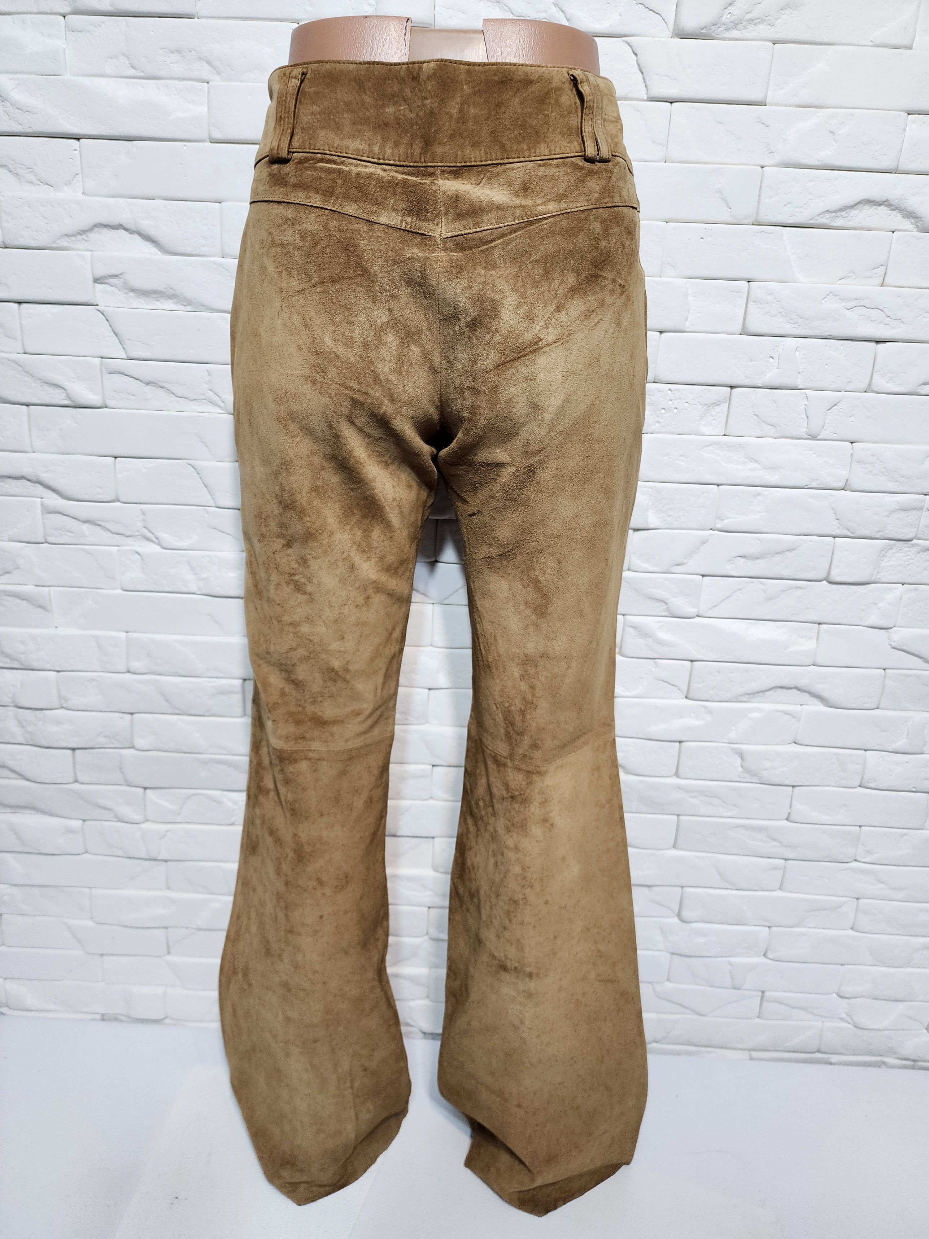 Genuine Leather Brown Suede Leather Pants: Women's Trousers Size 32" / US 10 / IT 46 - 5 Thumbnail