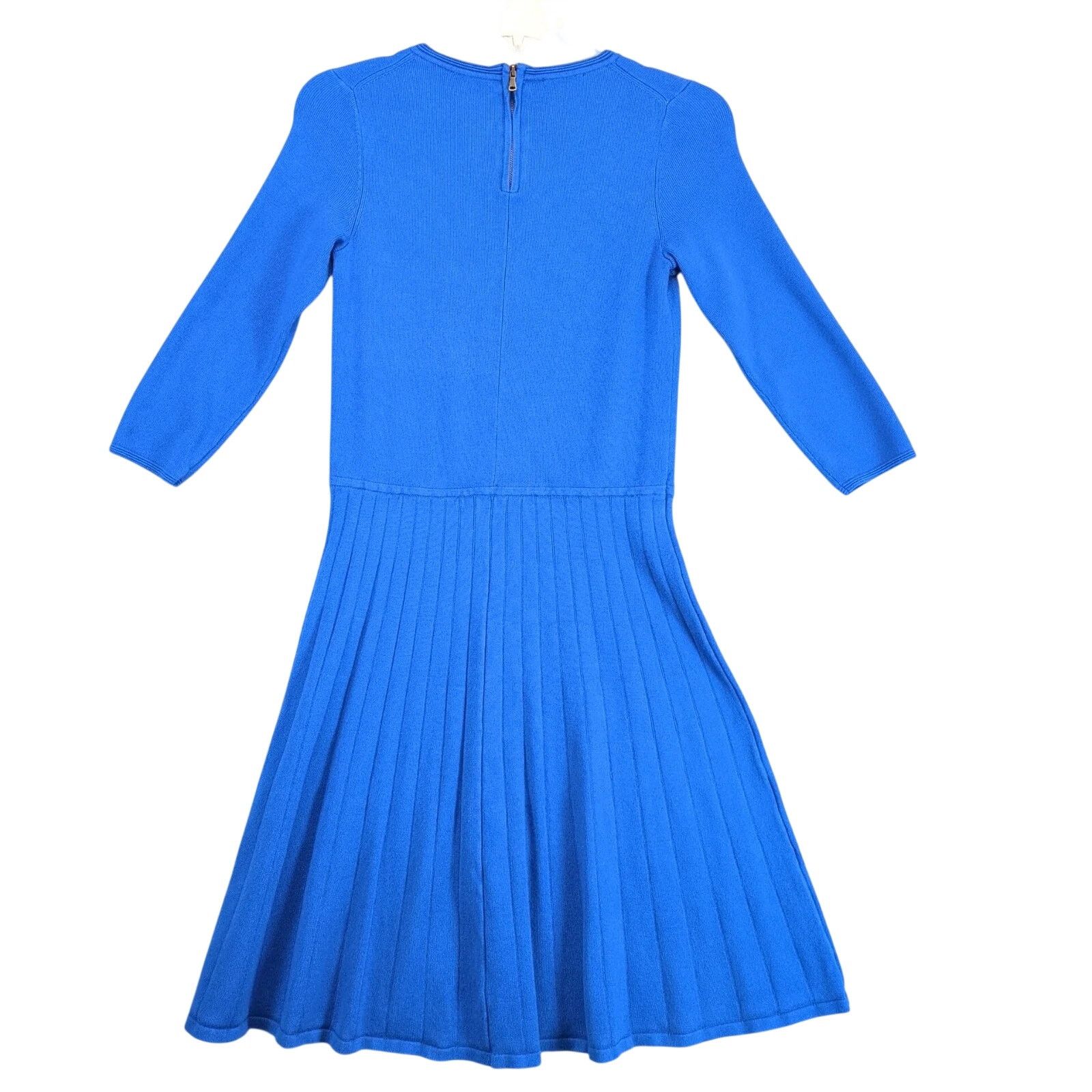 Talbots Talbots Blue Soft Knit Pleated Fit & Flare Sweater Dress S Size S / US 4 / IT 40 - 2 Thumbnail