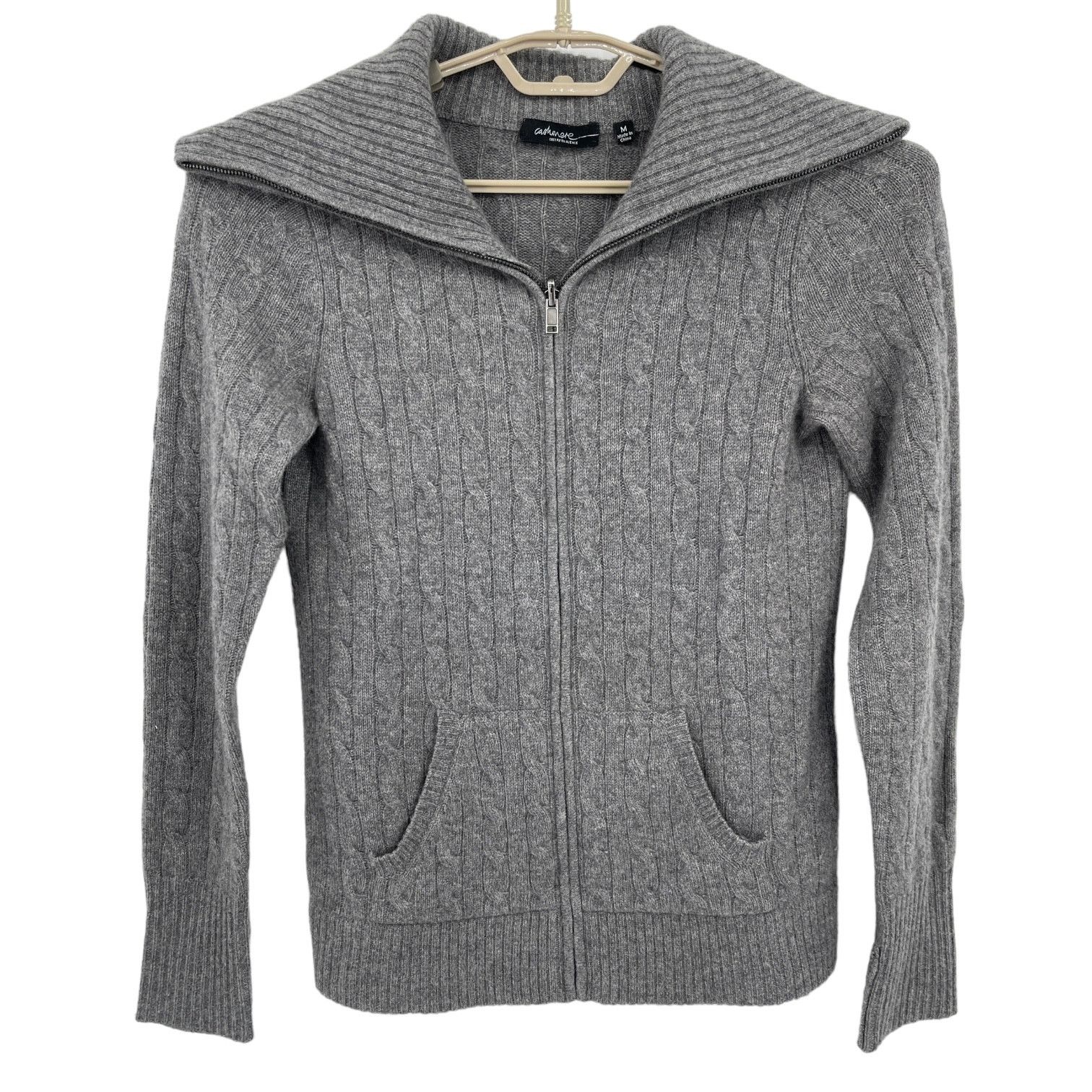 image of Saks Fifth Avenue 100% Cashmere Cardigan Sweater M in Grey, Women's (Size Medium)