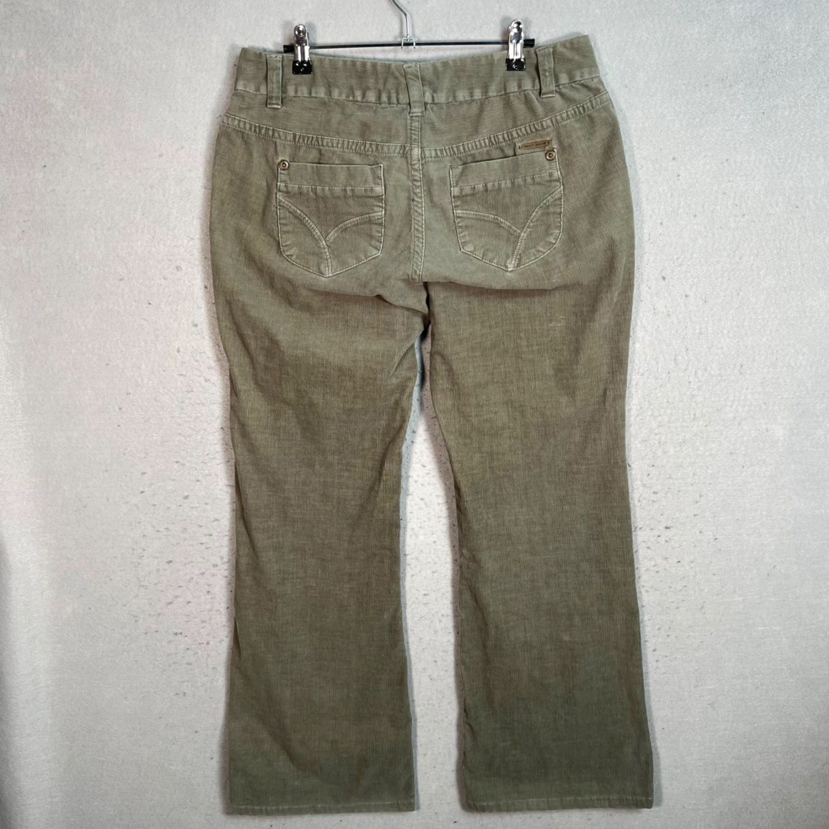 DKNY VINTAGE DKNY Womens Wide Leg Pants Casual Cotton Blend Size 10 Green Chino Size 32" / US 10 / IT 46 - 2 Thumbnail