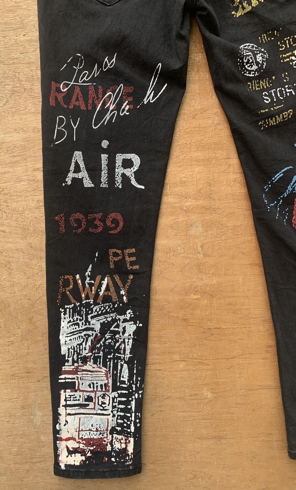 Japanese Brand 🔥 Creative Graffiti Graphic Print Streching Jeans Pants Size US 31 - 15 Thumbnail