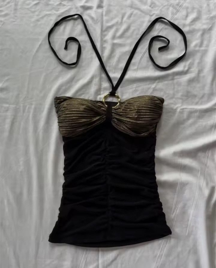 Vintage Y2K Sexy Aesthetic Ruched Retro Style Top Size M / US 6-8 / IT 42-44 - 1 Thumbnail