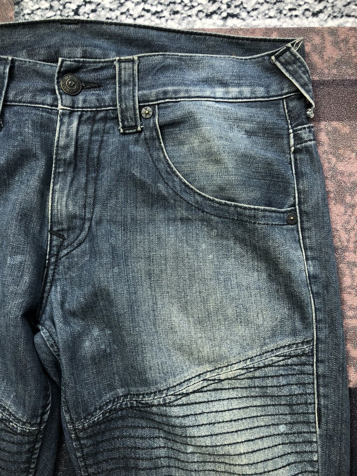 Vintage Vintage True Religion Moto Double Knee Jeans Size US 37 - 5 Thumbnail