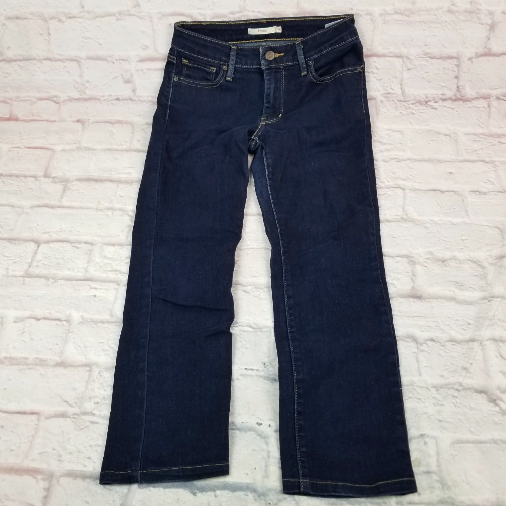 Levi's Levi's 712 Jeans Slim Juniors Teens Size 26 Dark Wash Low Rise Denim Blue Skinny 5-Pocket Boys? Size ONE SIZE - 3 Thumbnail