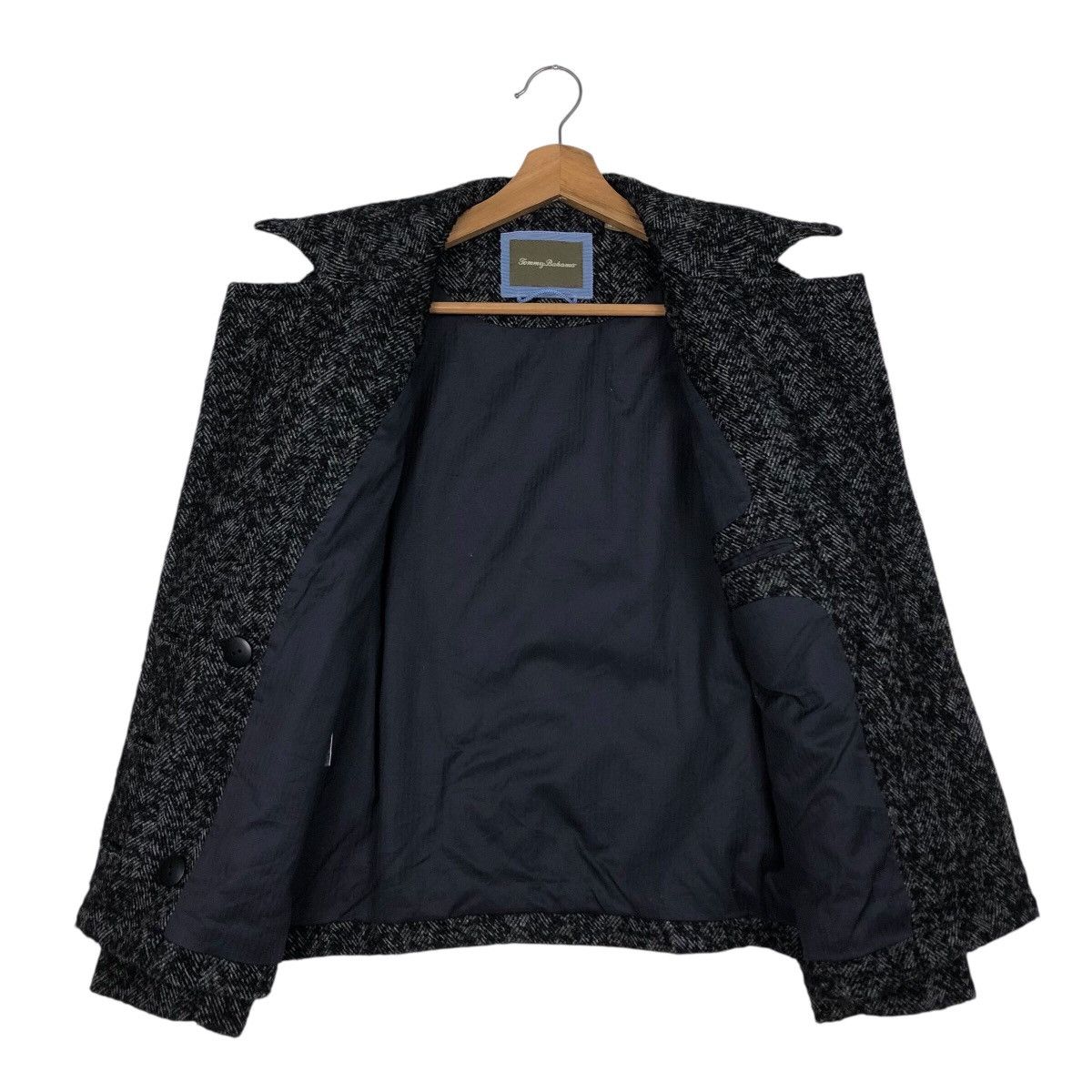 Japanese Brand Tommy Bahama Wool Blend Peacoat — Charcoal Herringbone Size US XS / EU 42 / 0 - 14 Thumbnail